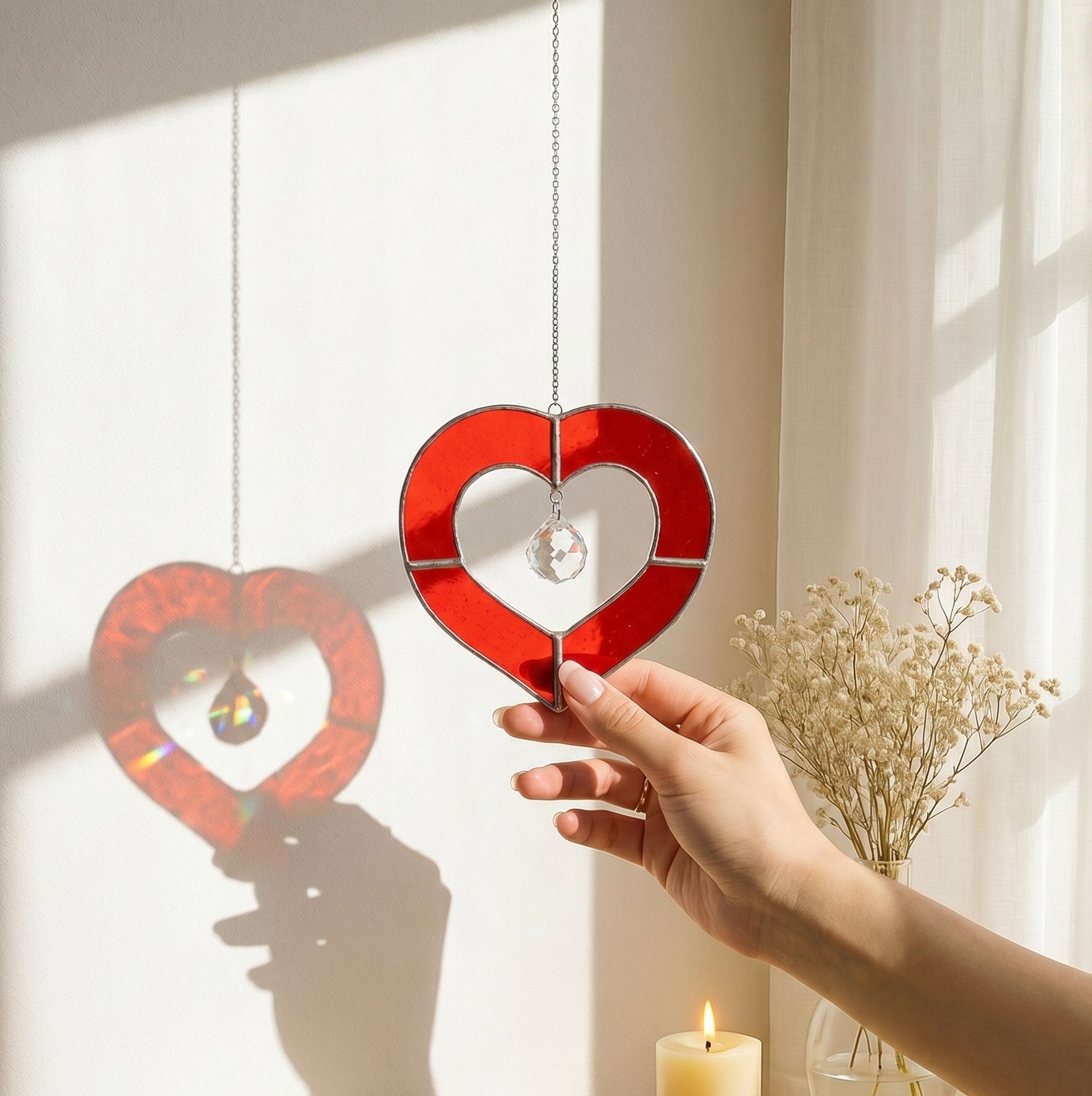 Heart Shaped Stained Glass for Stained glass window, art Q28