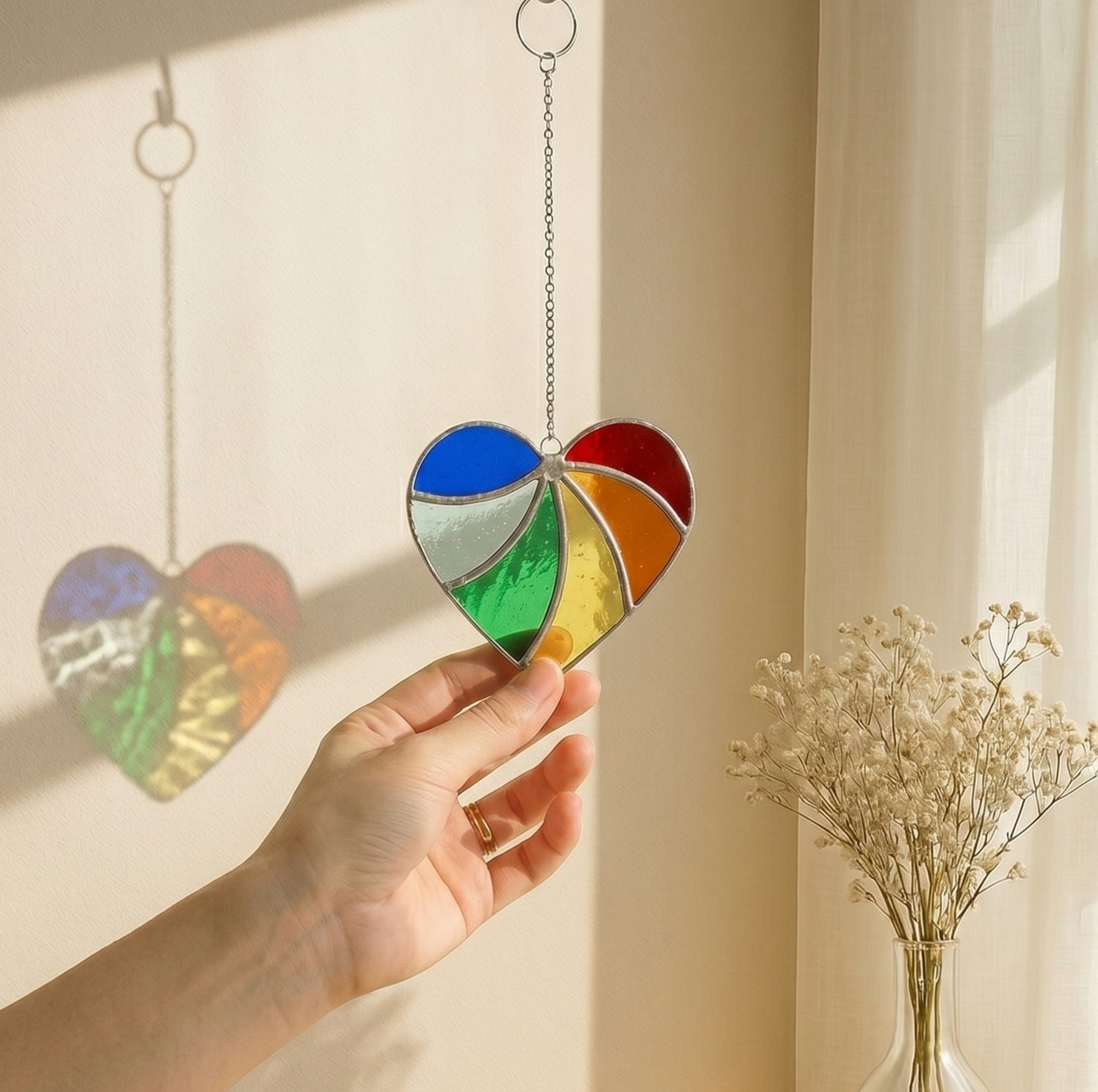Heart Shaped Rainbow Suncatcher for Window decor Q26