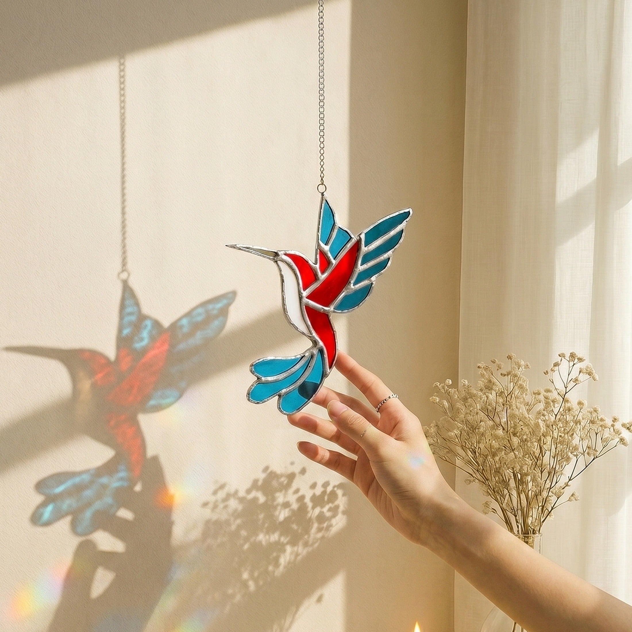 Hummingbird Stained Glass Suncatcher Decor for Stained Glass F35