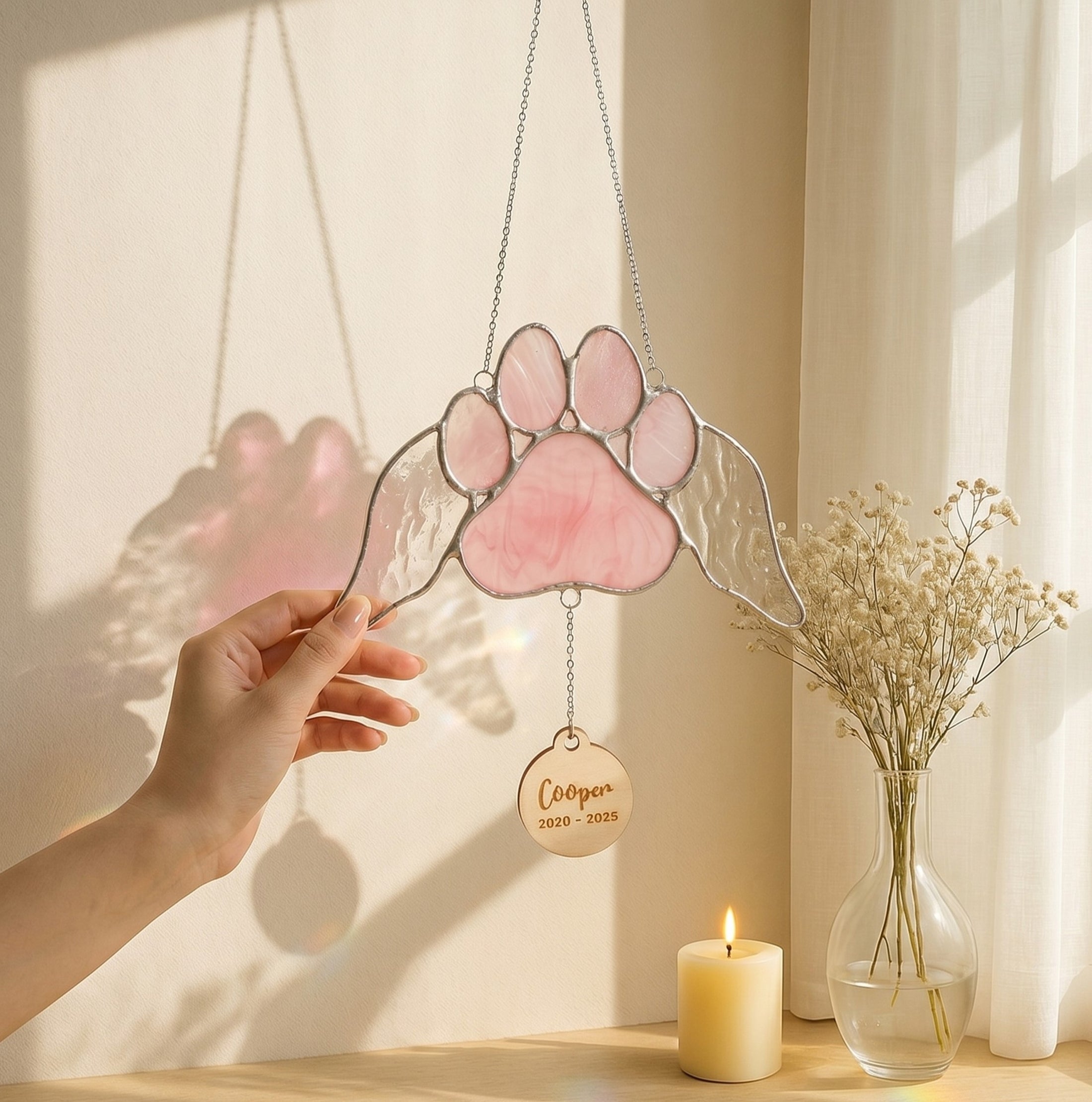 Stained Glass Pet Memorial Suncatcher for Custom ornaments Q18