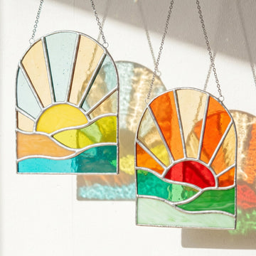 Stained Glass Sun Suncatcher for Modern Wall Decor F93