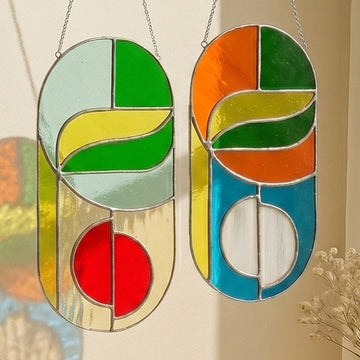 Stained Glass Abstract Suncatcher Glass for Garden Stakes F83
