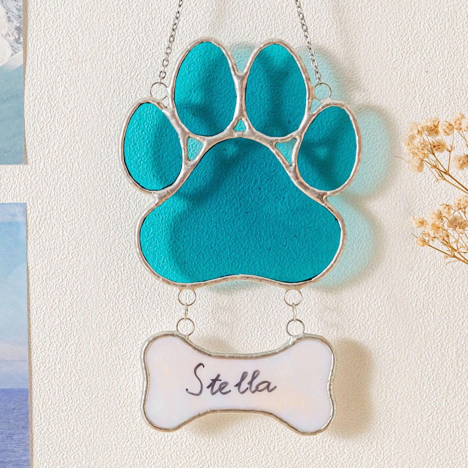 Stained Glass Pet Paw Suncatcher for Dog ornaments, glass Q19