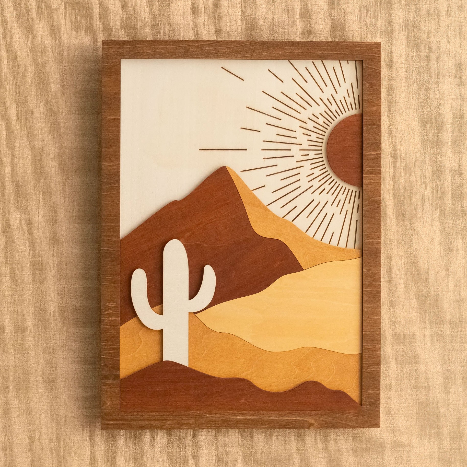 Desert Cactus Wood Art, Wood Wall Hanging and Boho Wood Art R07