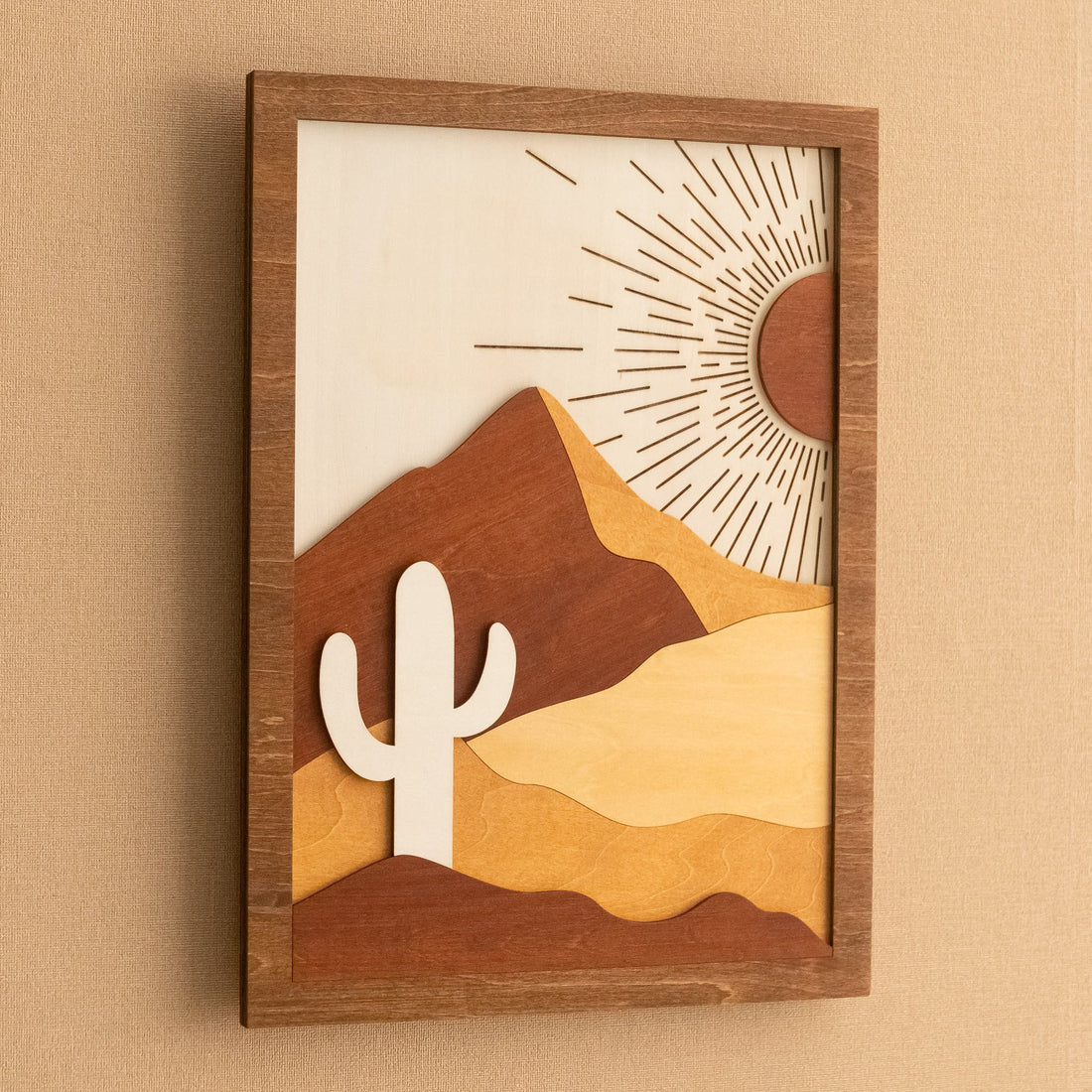 Desert Cactus Wood Art, Wood Wall Hanging and Boho Wood Art R07