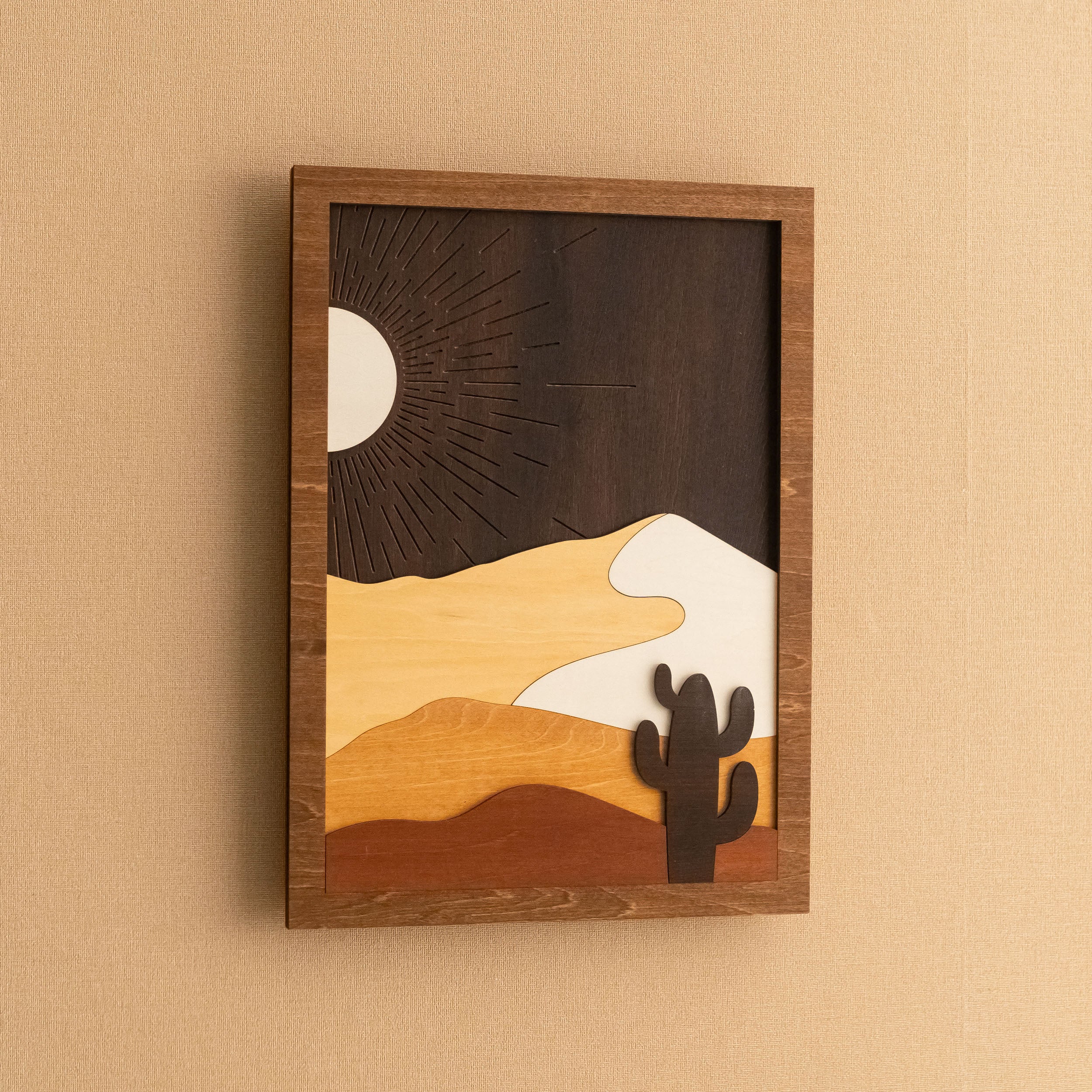 Desert Cactus Wood Art, Wood Wall Hanging and Boho Wood Art R07