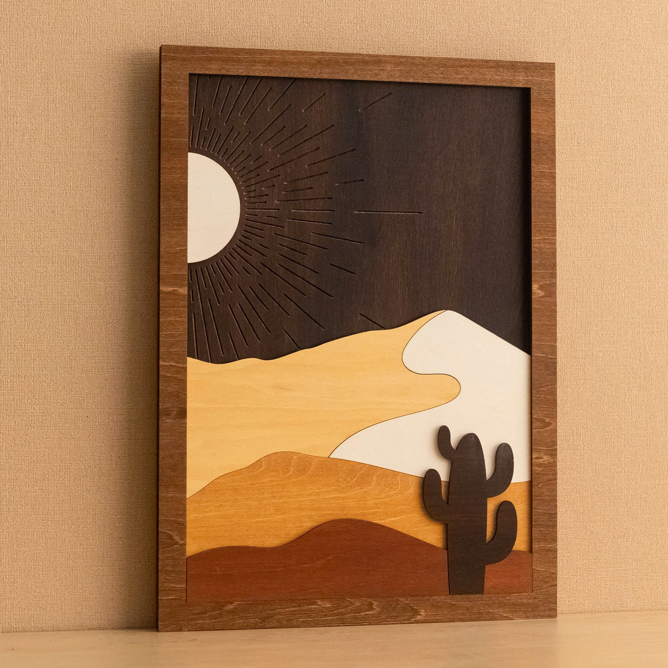 Desert Cactus Wood Art for Large Wood Wall Decor, Art Wooden R07