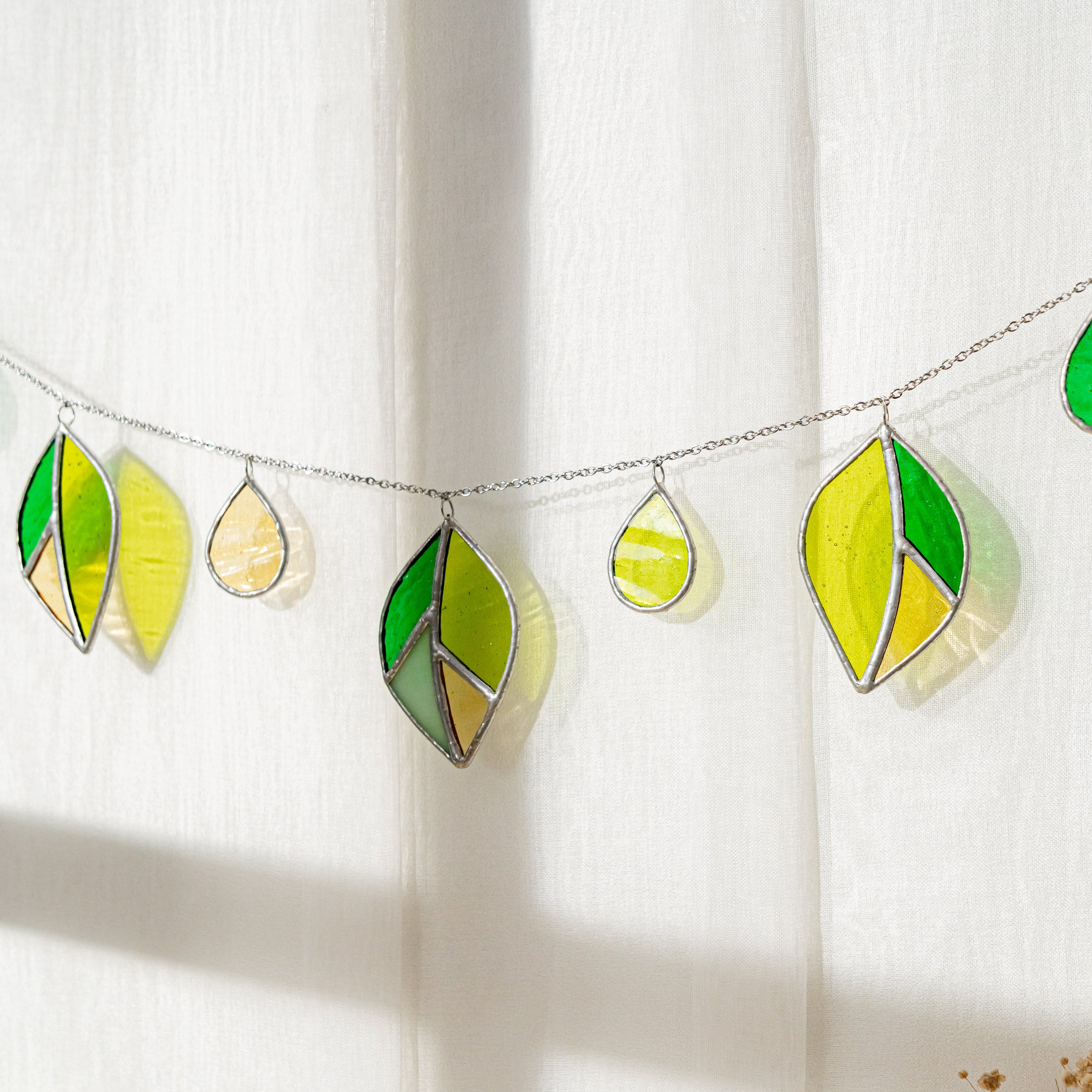 Stained Glass Leaf Garland For Colorful Window Decor With Boho Charm