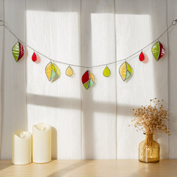 Leaf Stained Glass Garland Glass for Art Glass Wall Art Q04