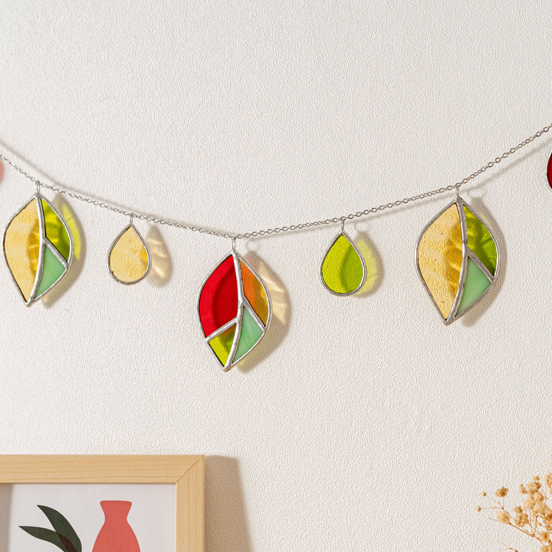 Leaf Stained Glass Garland Decor and Glass Wall Art Q04