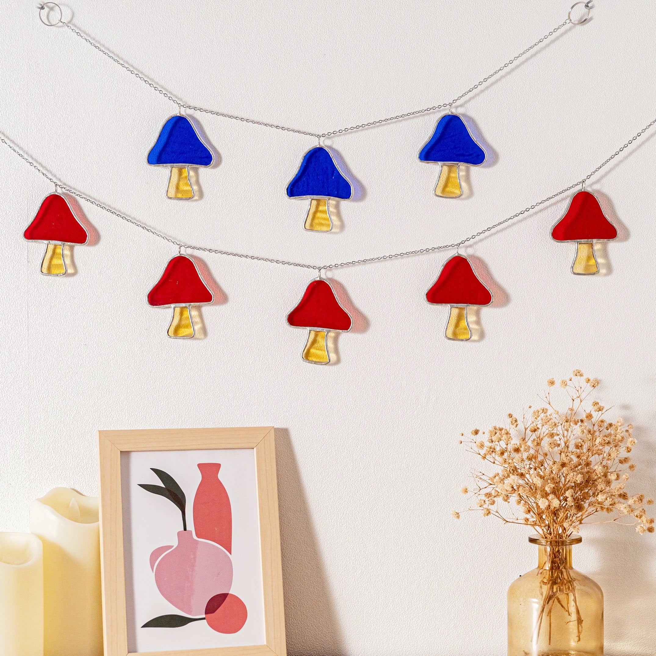 Rainbow Heart Glass Garland Glass for Boho Wall Decor Q03