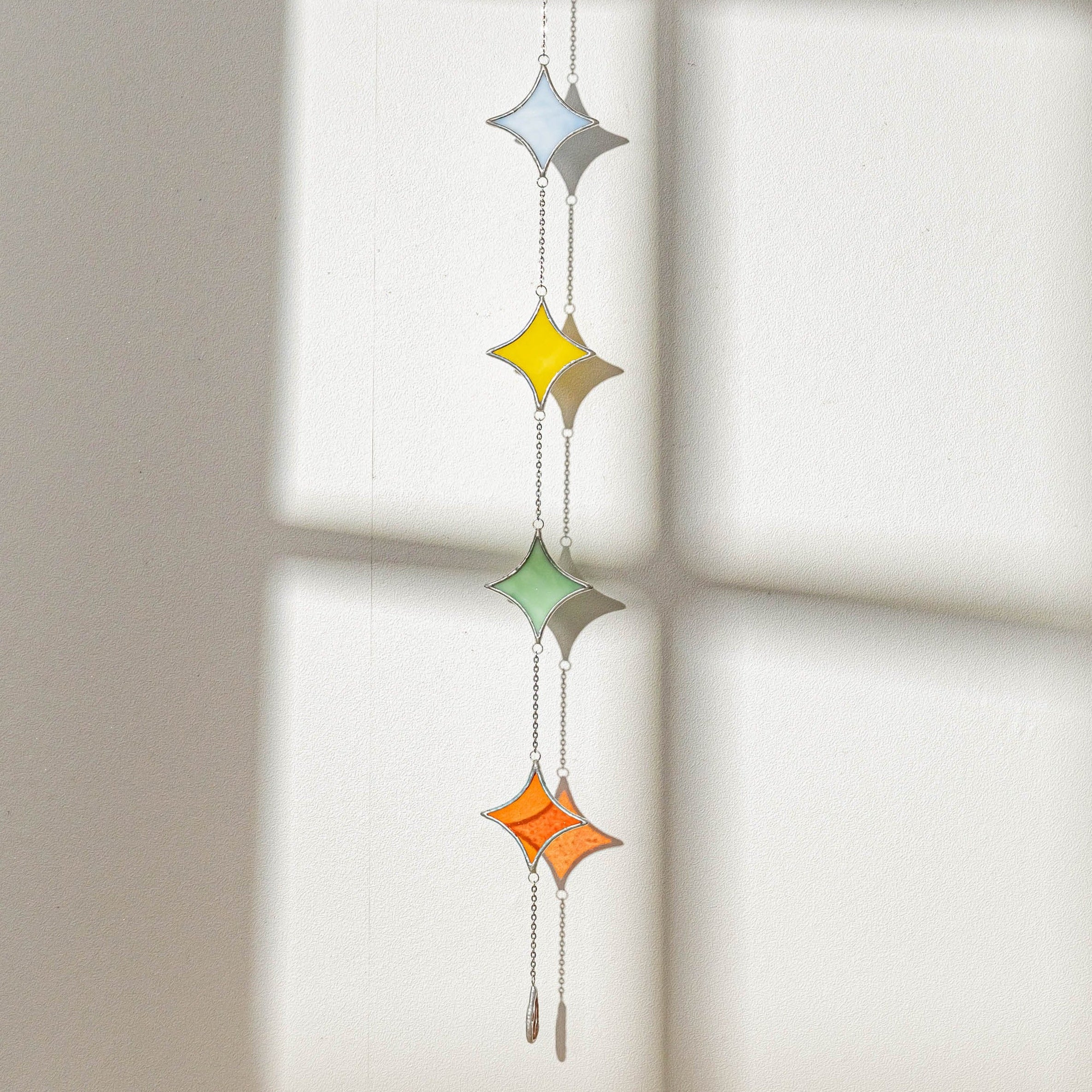 Stained Glass Garland Suncatcher, Glass wall decor and art Q22