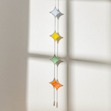 Stained Glass Garland Suncatcher, Glass wall decor and art Q22