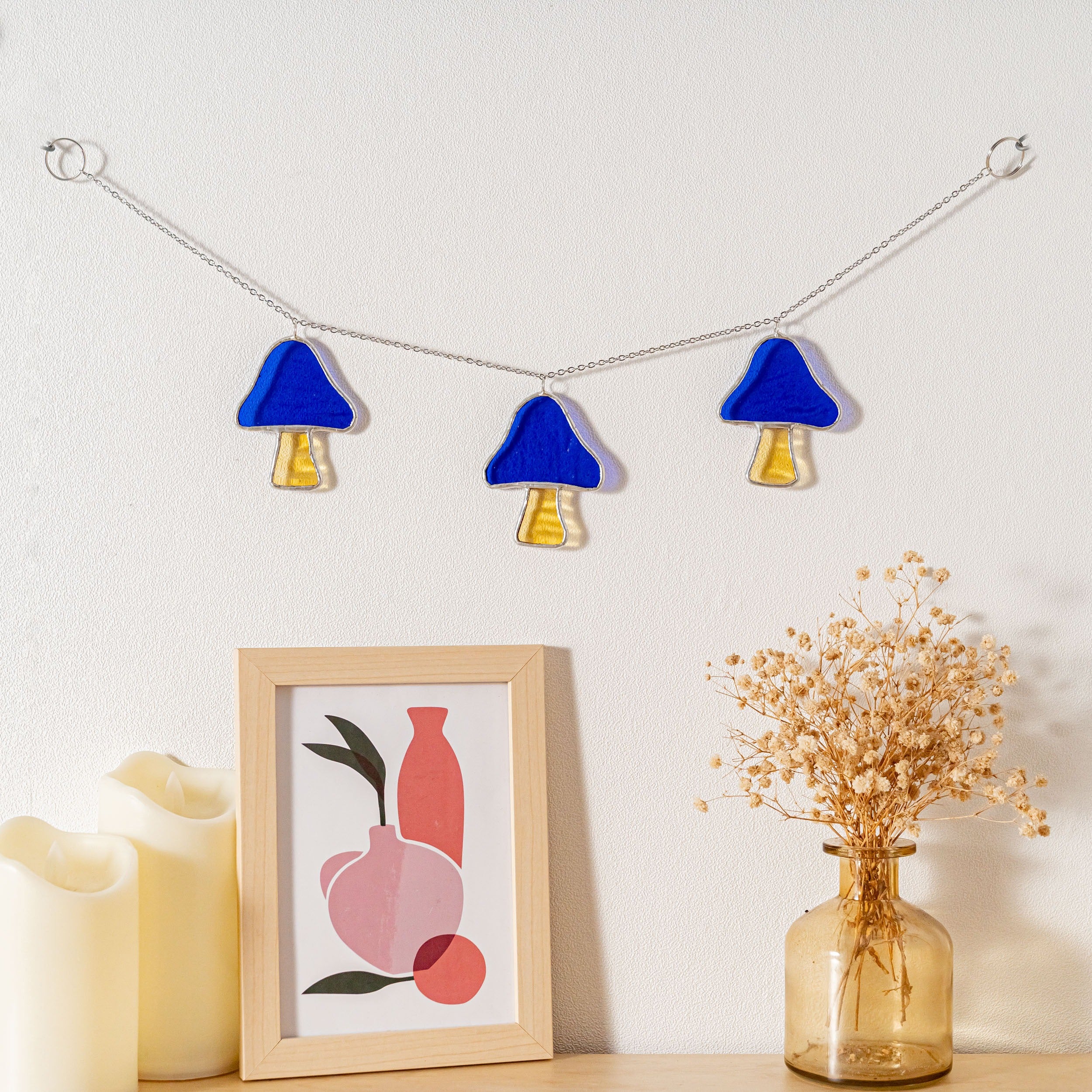 Rainbow Heart Glass Garland Glass for Boho Wall Decor Q03