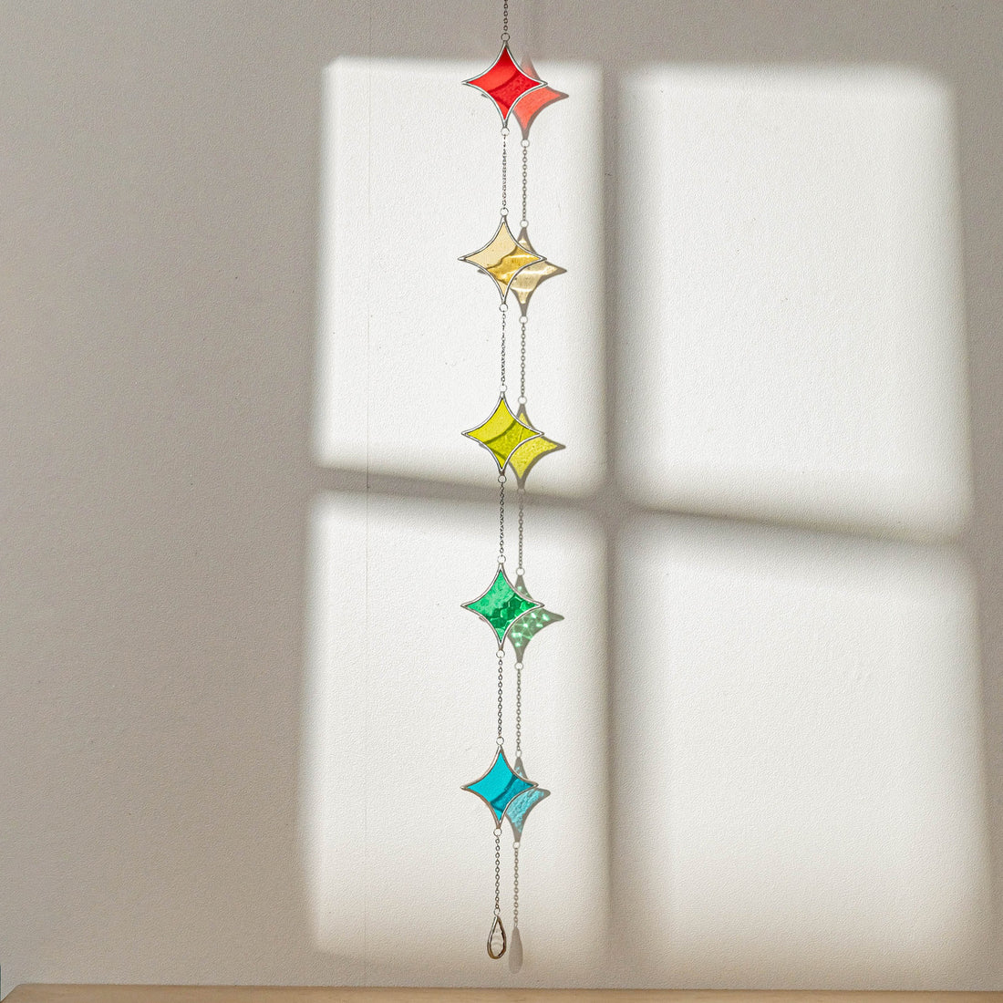Stained Glass Garland Suncatcher, Glass wall decor and art Q22