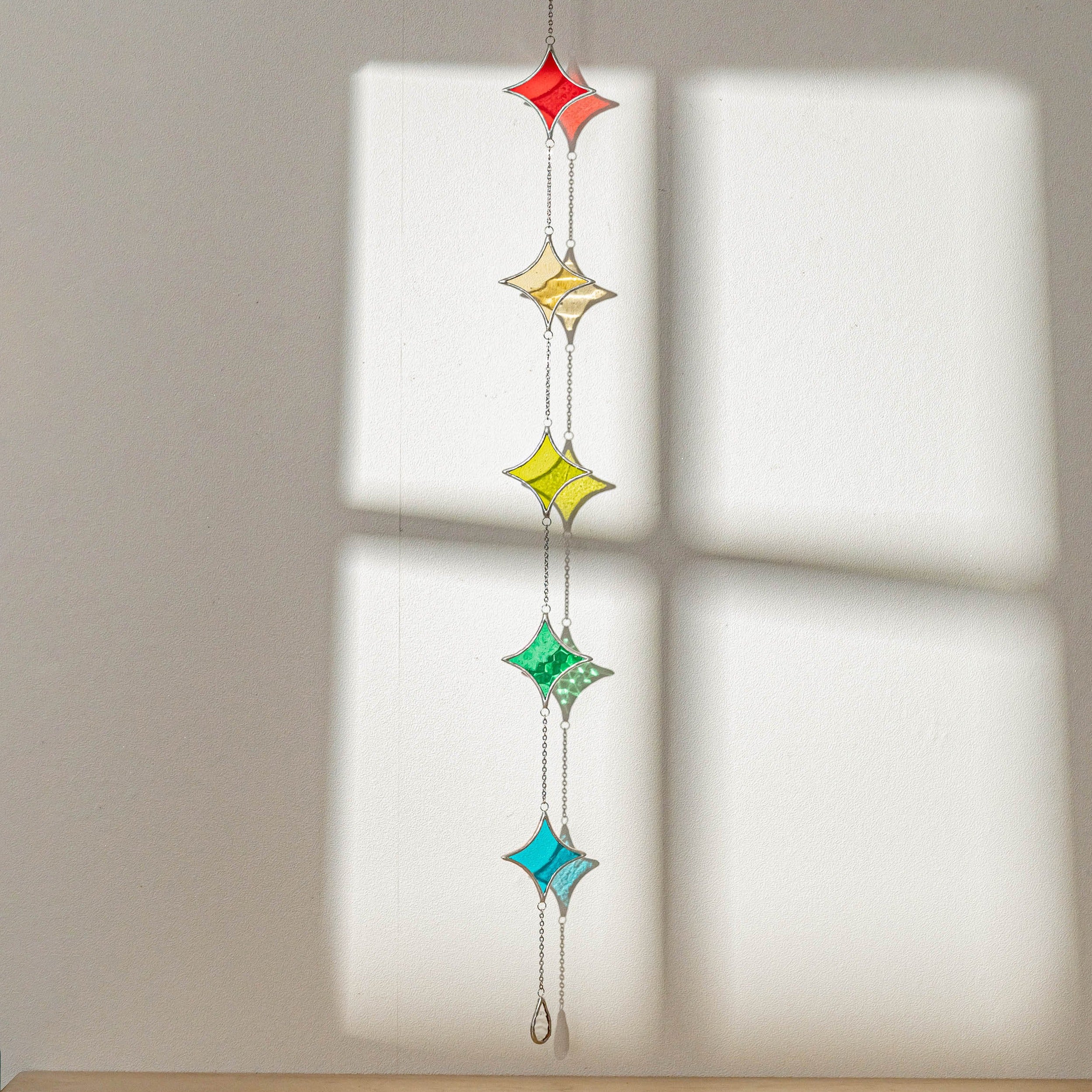 Stained Glass Garland Suncatcher, Glass wall decor and art Q22