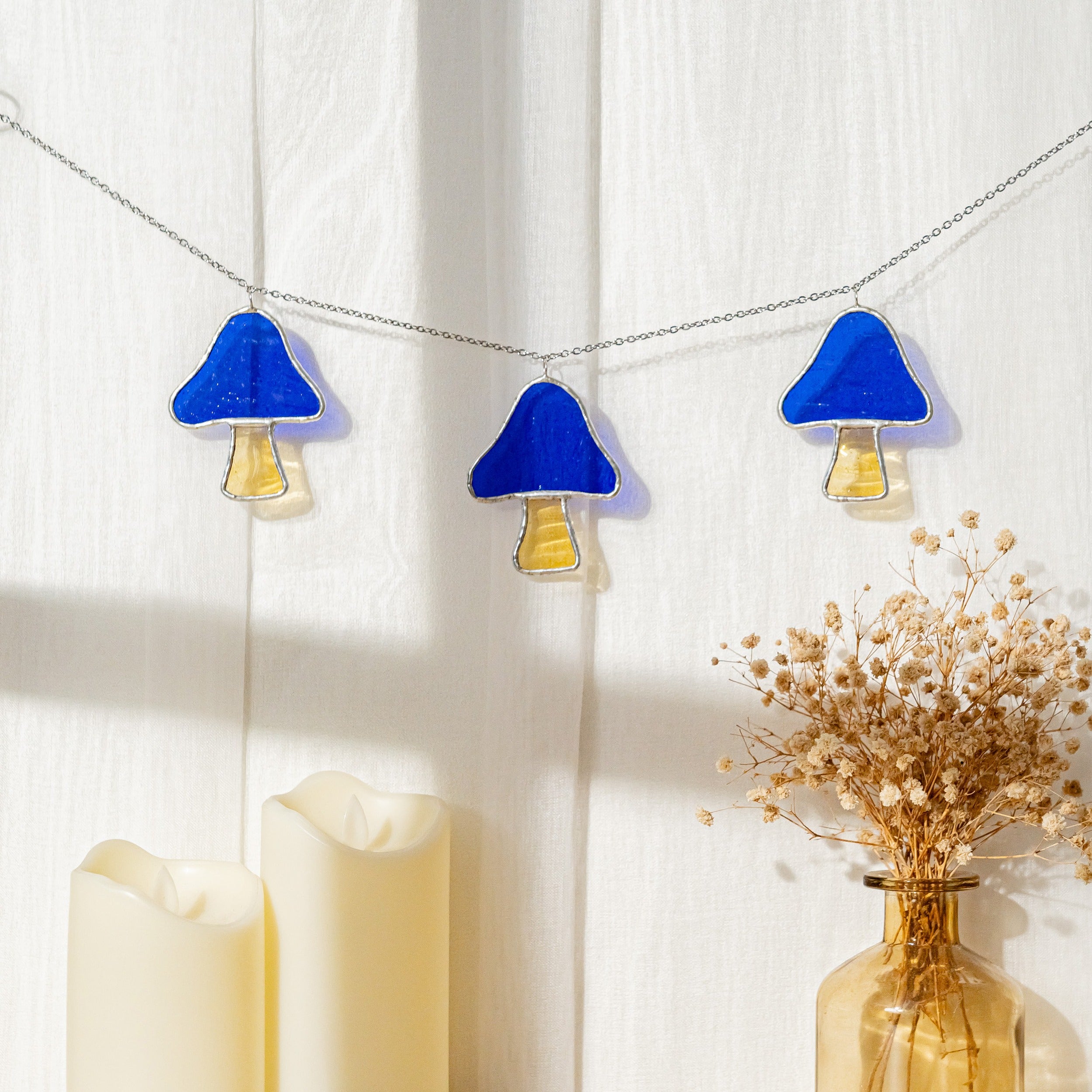 Rainbow Heart Glass Garland Glass for Boho Wall Decor Q03