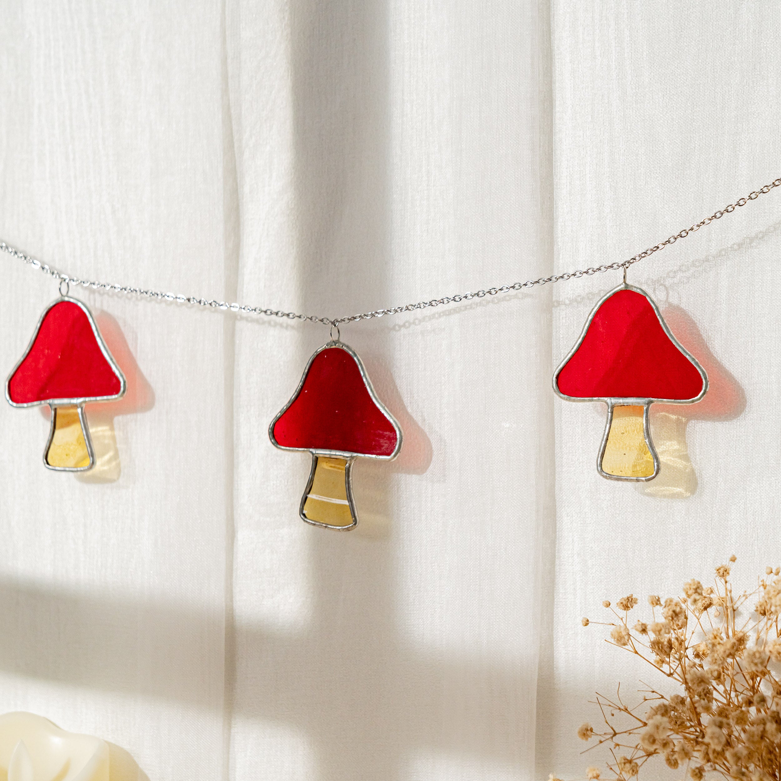 Rainbow Heart Glass Garland Glass for Boho Wall Decor Q03