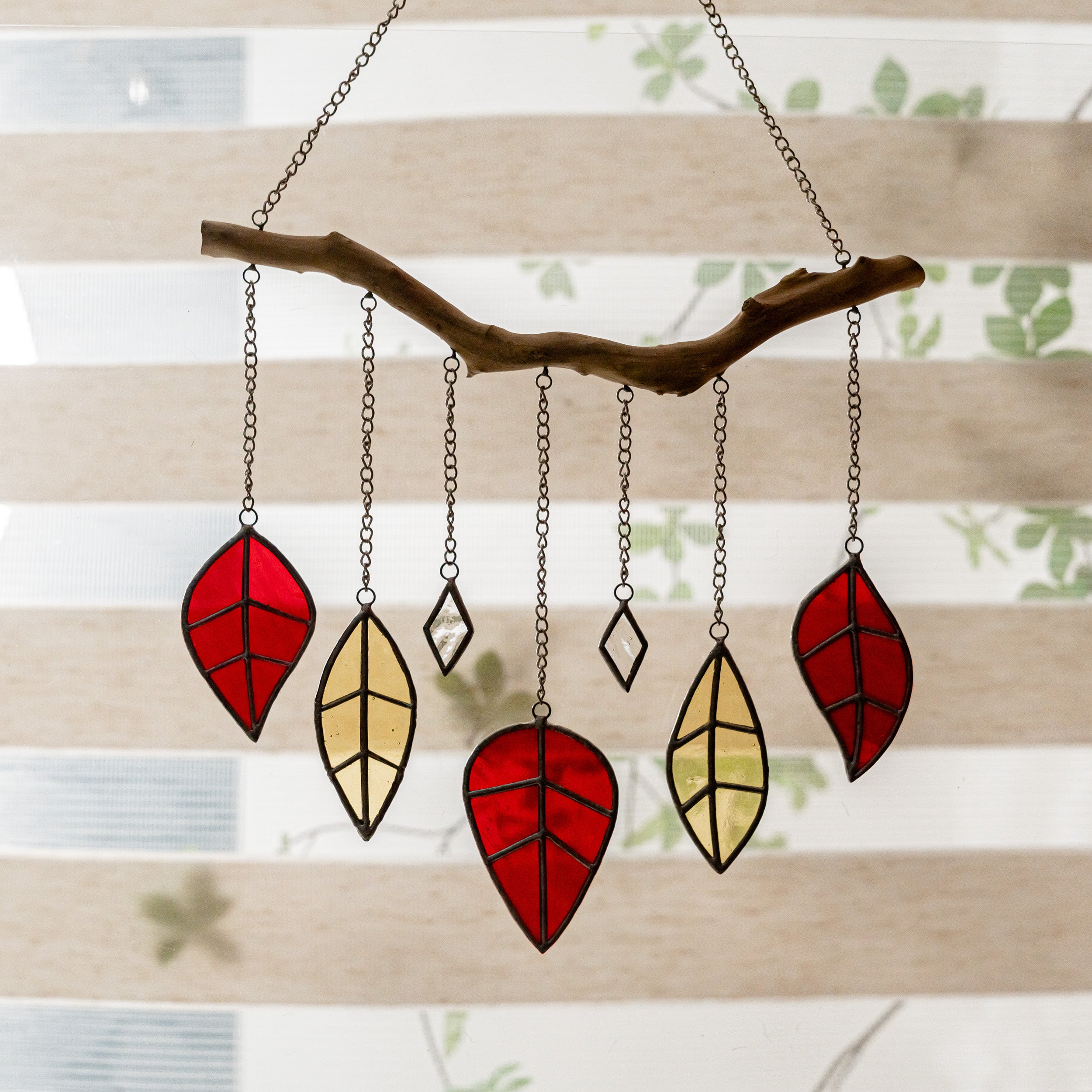 Stained Glass Leaf Wall Hanging Suncatcher