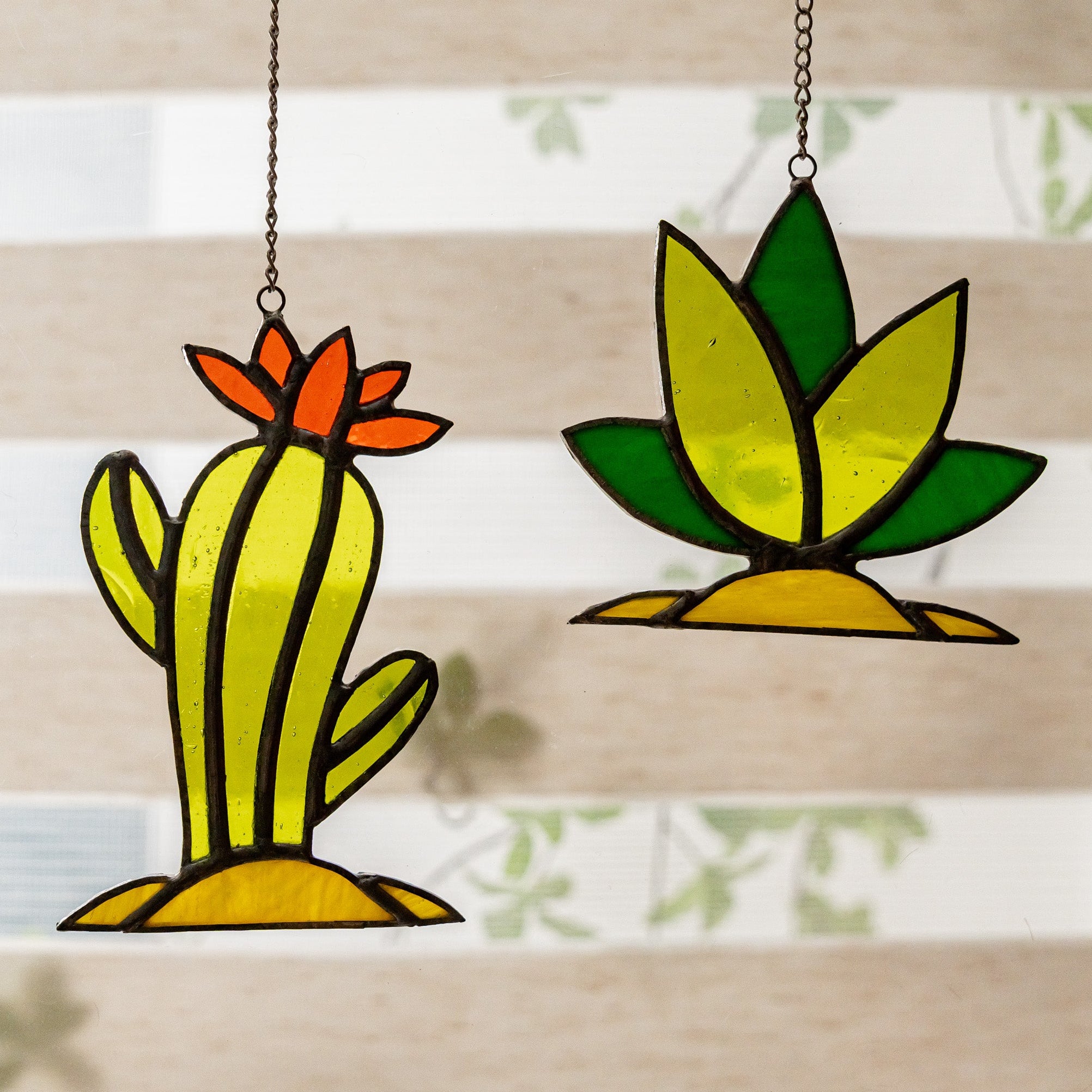Cactus Stained Glass for Stained glass suncatcher, art F51