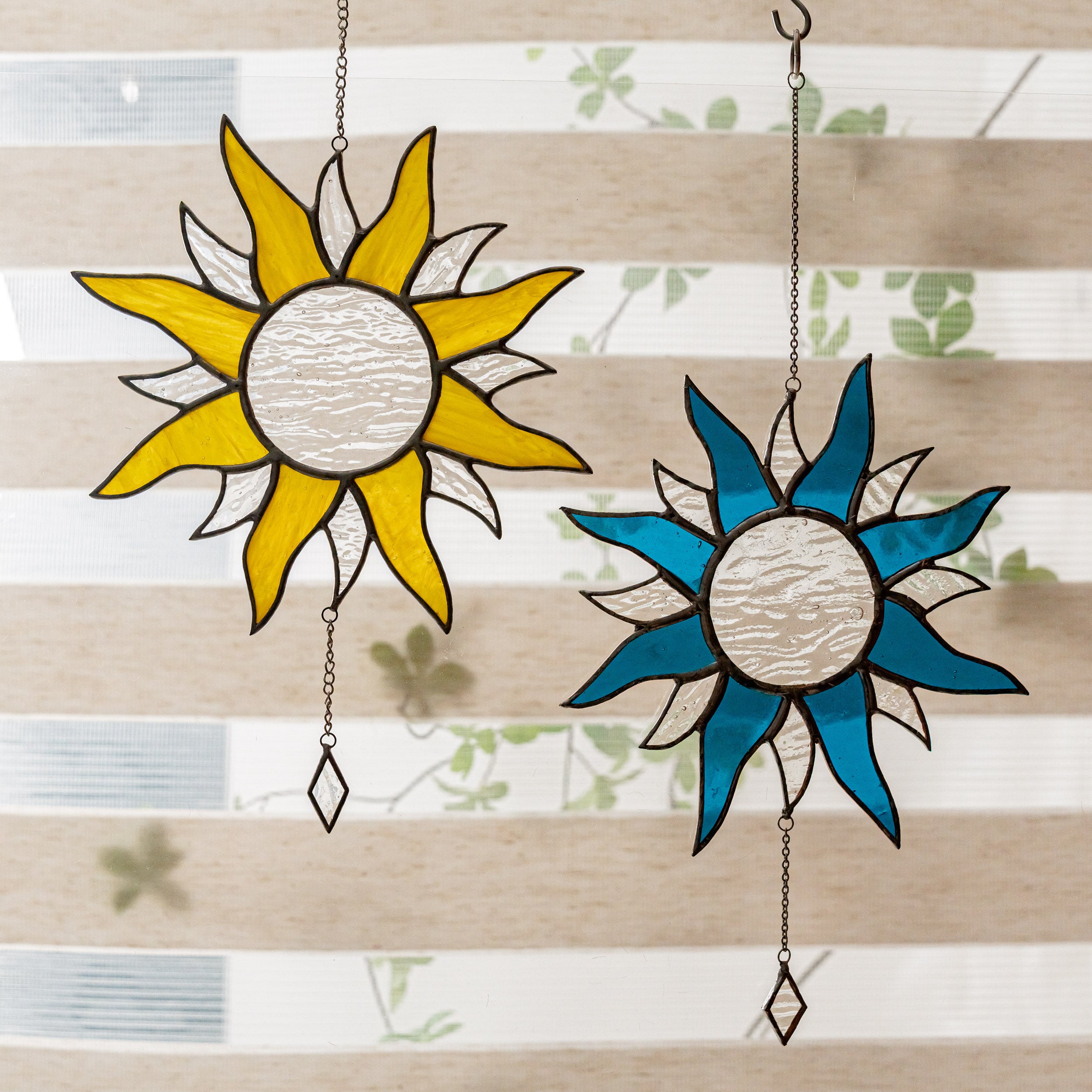 Sun Stained Glass Wall Art For Boho And Mid Century Modern Decor