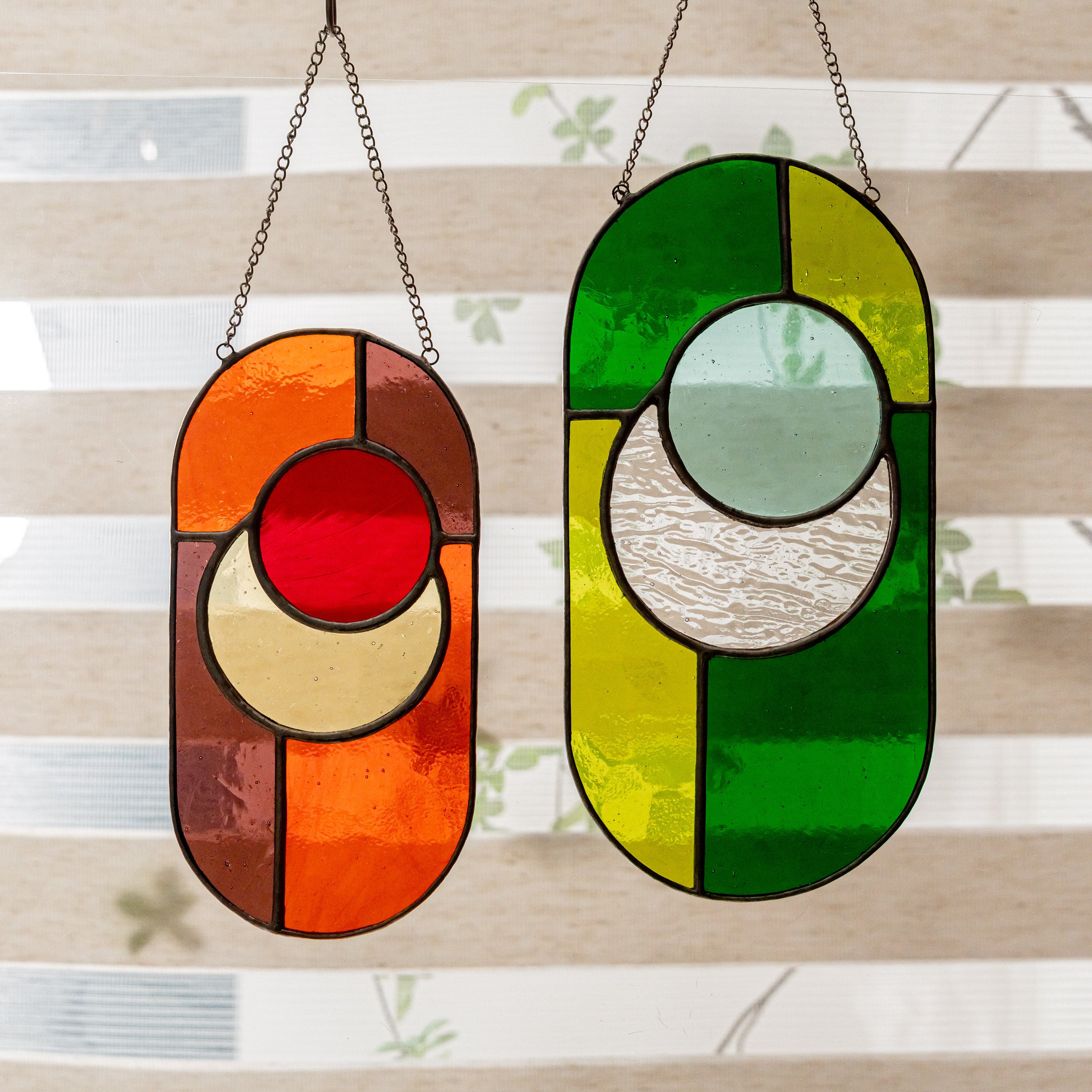 Modern Geometric Glass Suncatcher for Stylish Window Accents