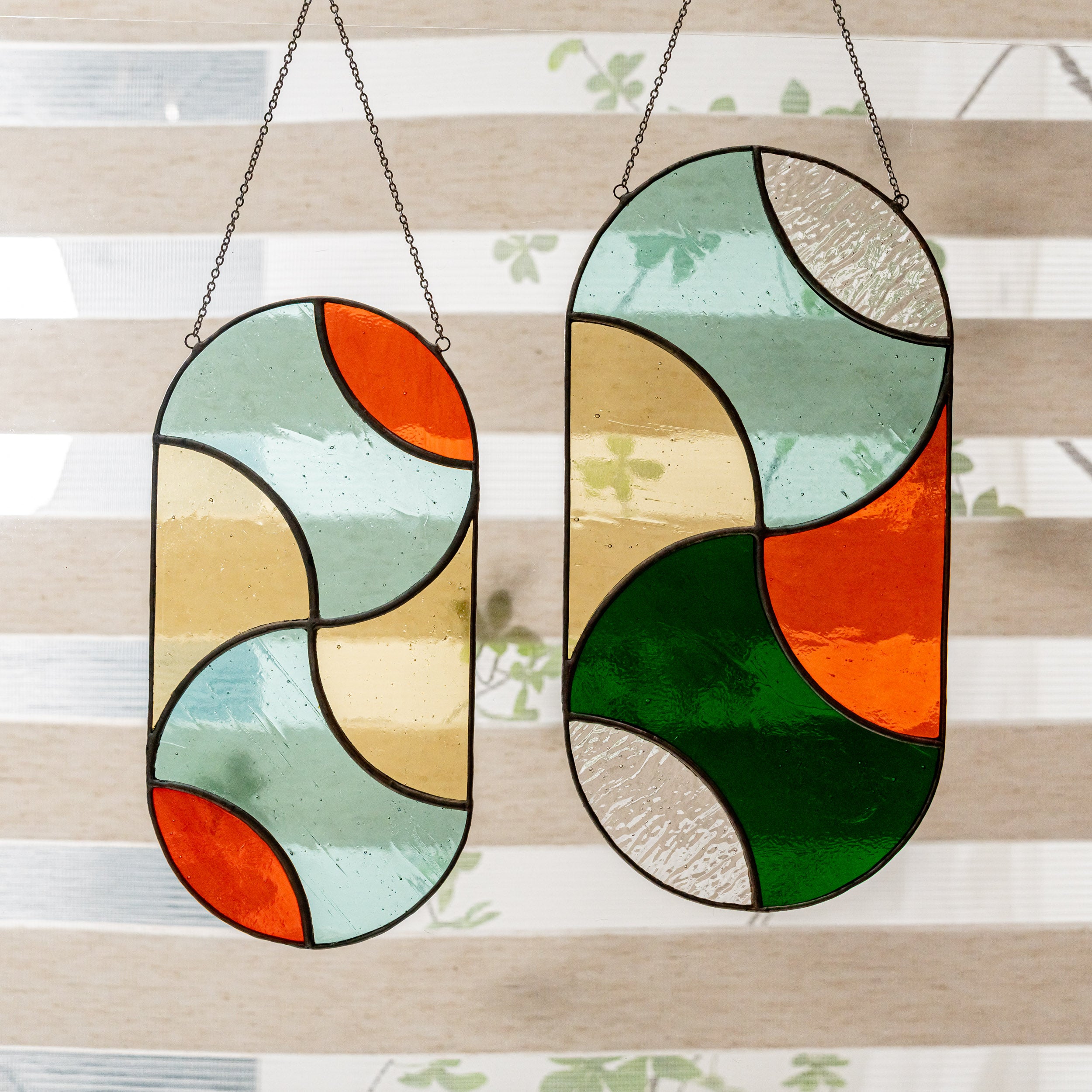 Modern Geometric Glass Suncatcher for Stylish Window Decor