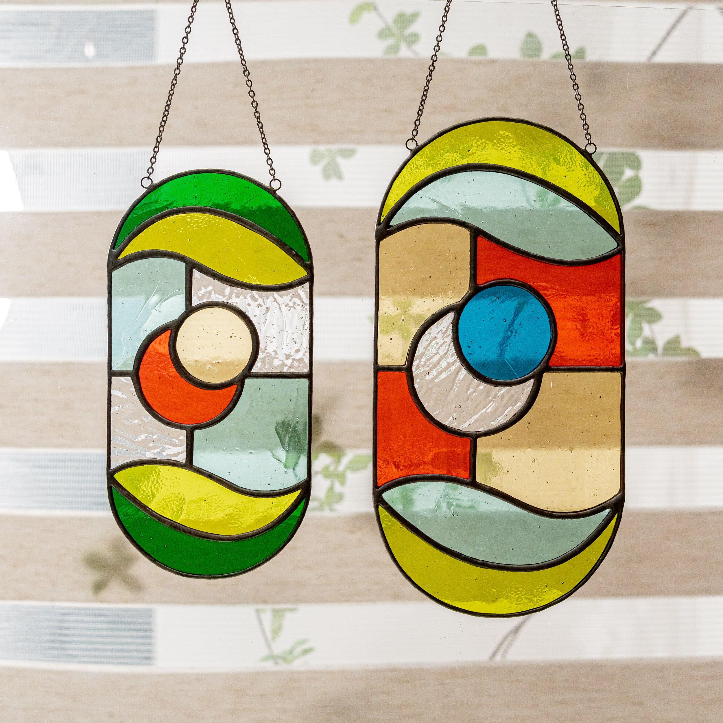 Modern Geometric Glass Suncatcher for Stylish Window Decor