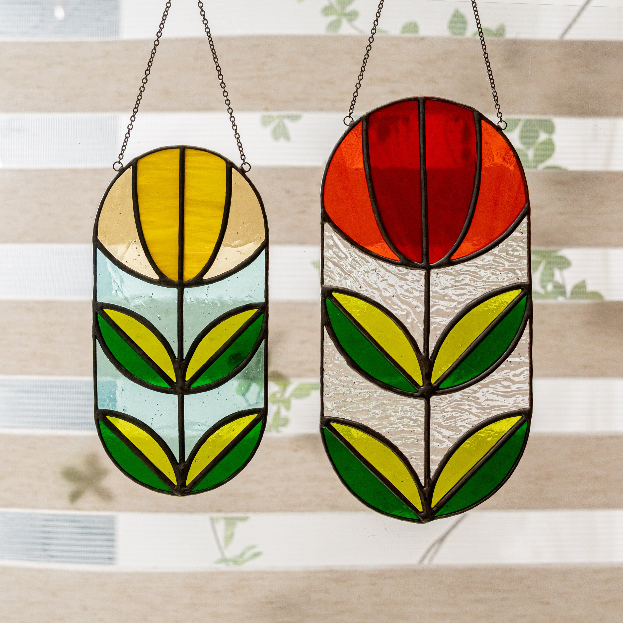 Geometric Glass Suncatcher for Modern Window Decor