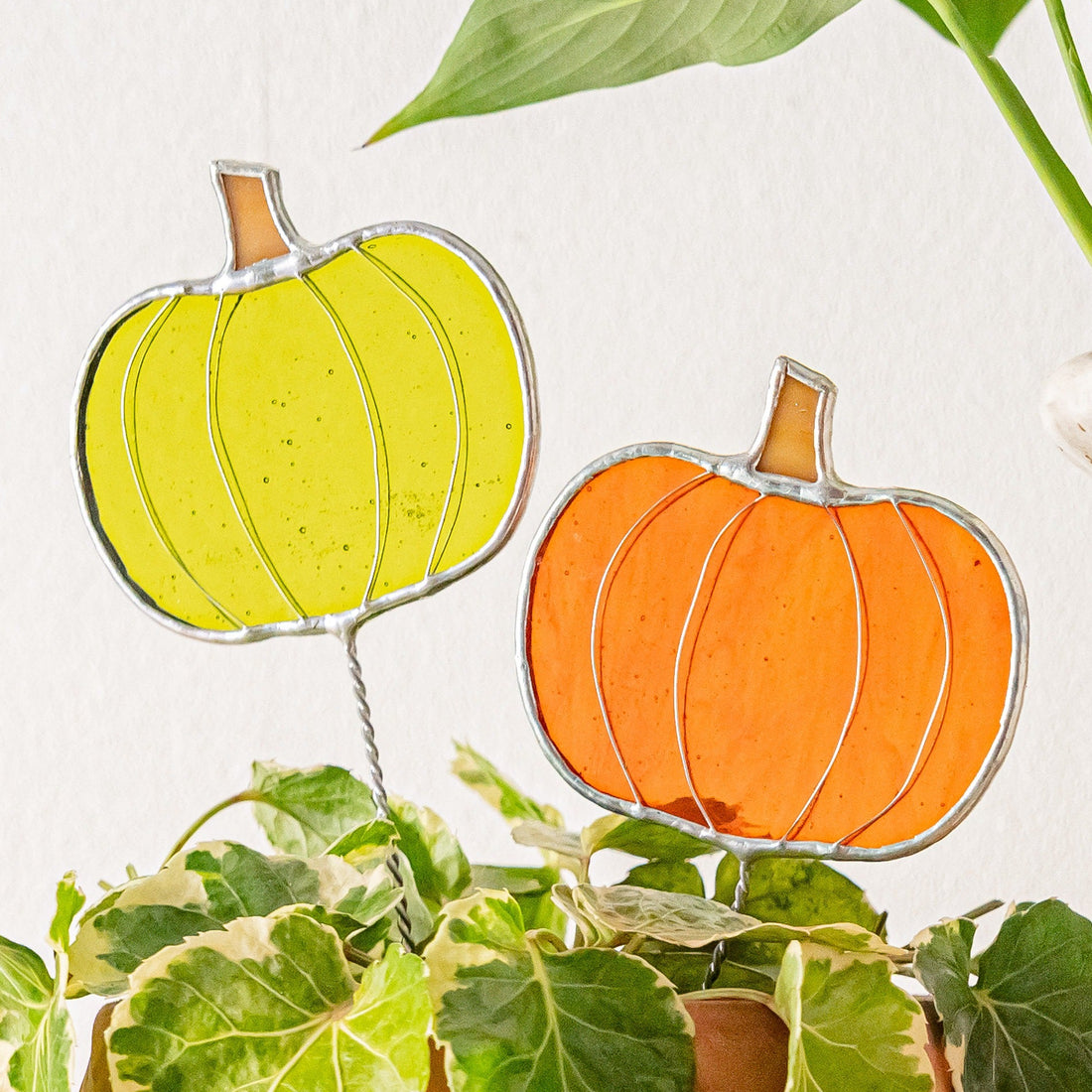 Stained Glass Pumpkin Garden Stakes for Plant support stakes Q23
