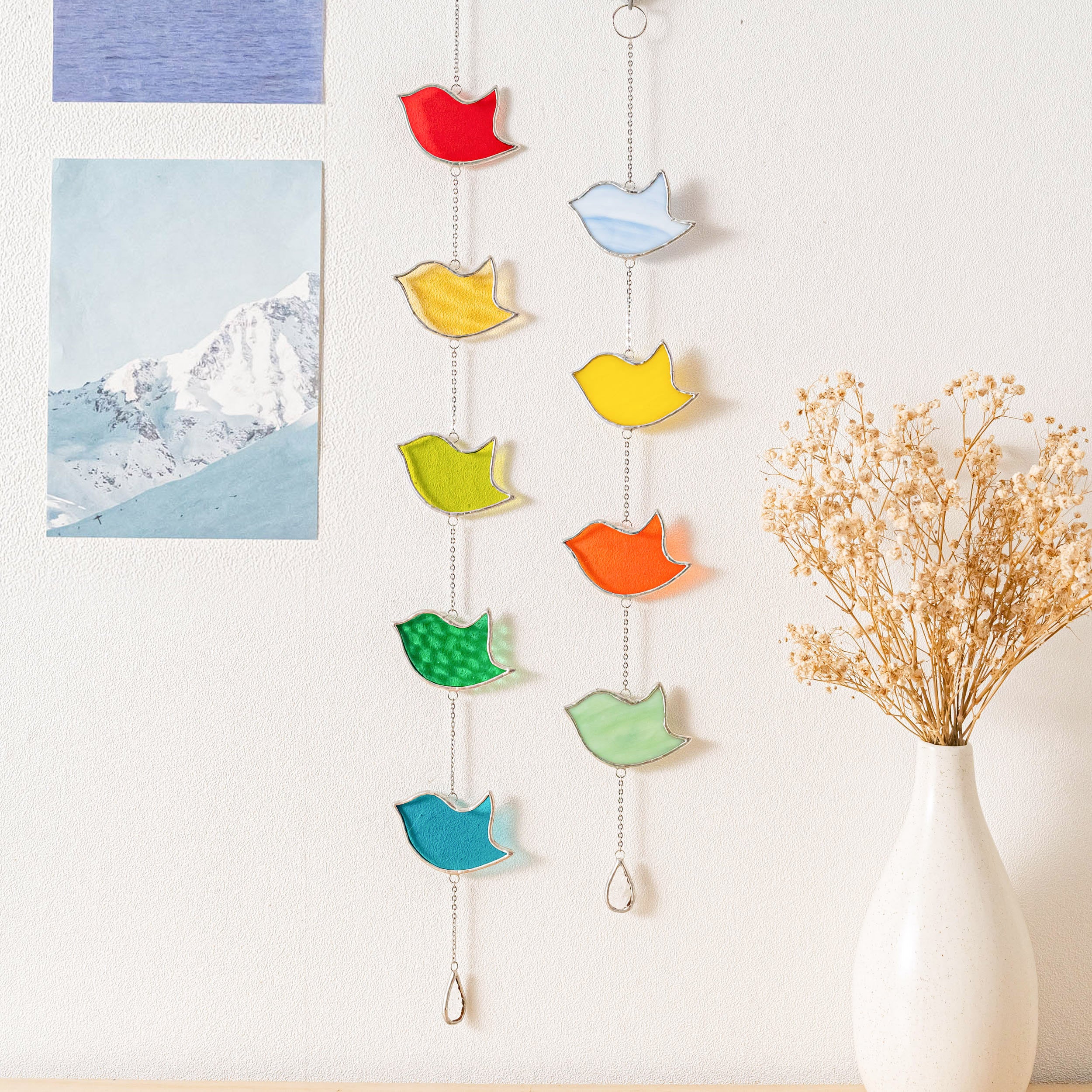 Bird Suncatcher Stained Glass, Wall sculpture glass and art Q20