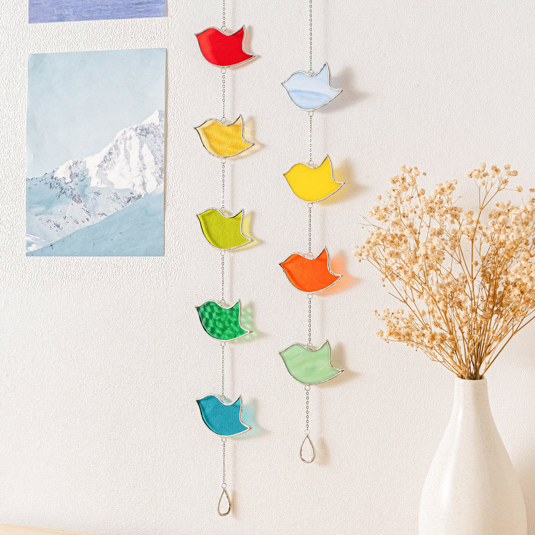Bird Suncatcher Stained Glass, Wall sculpture glass and art Q20