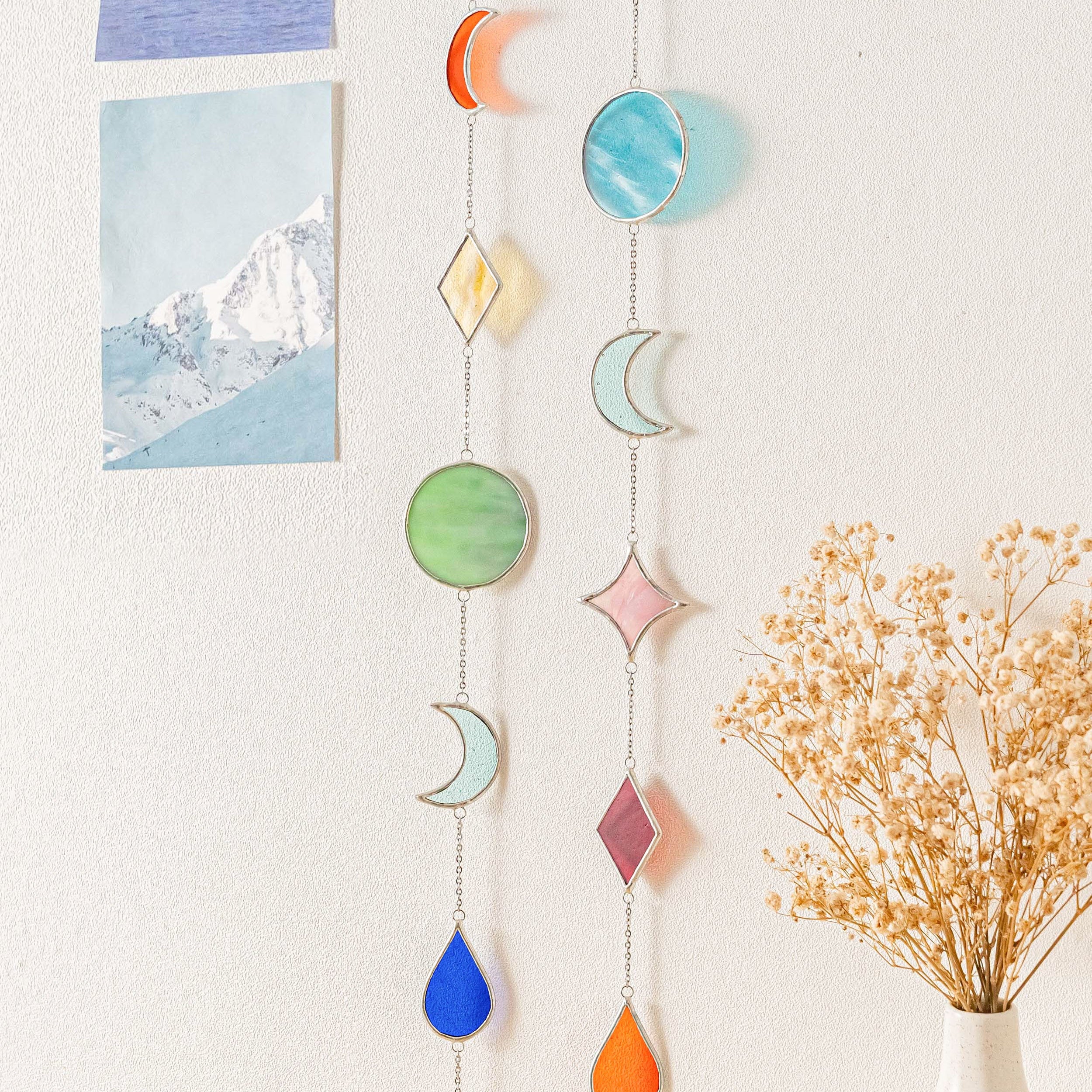 Stained Glass Garland Suncatcher, Wall art decor and glass Q21