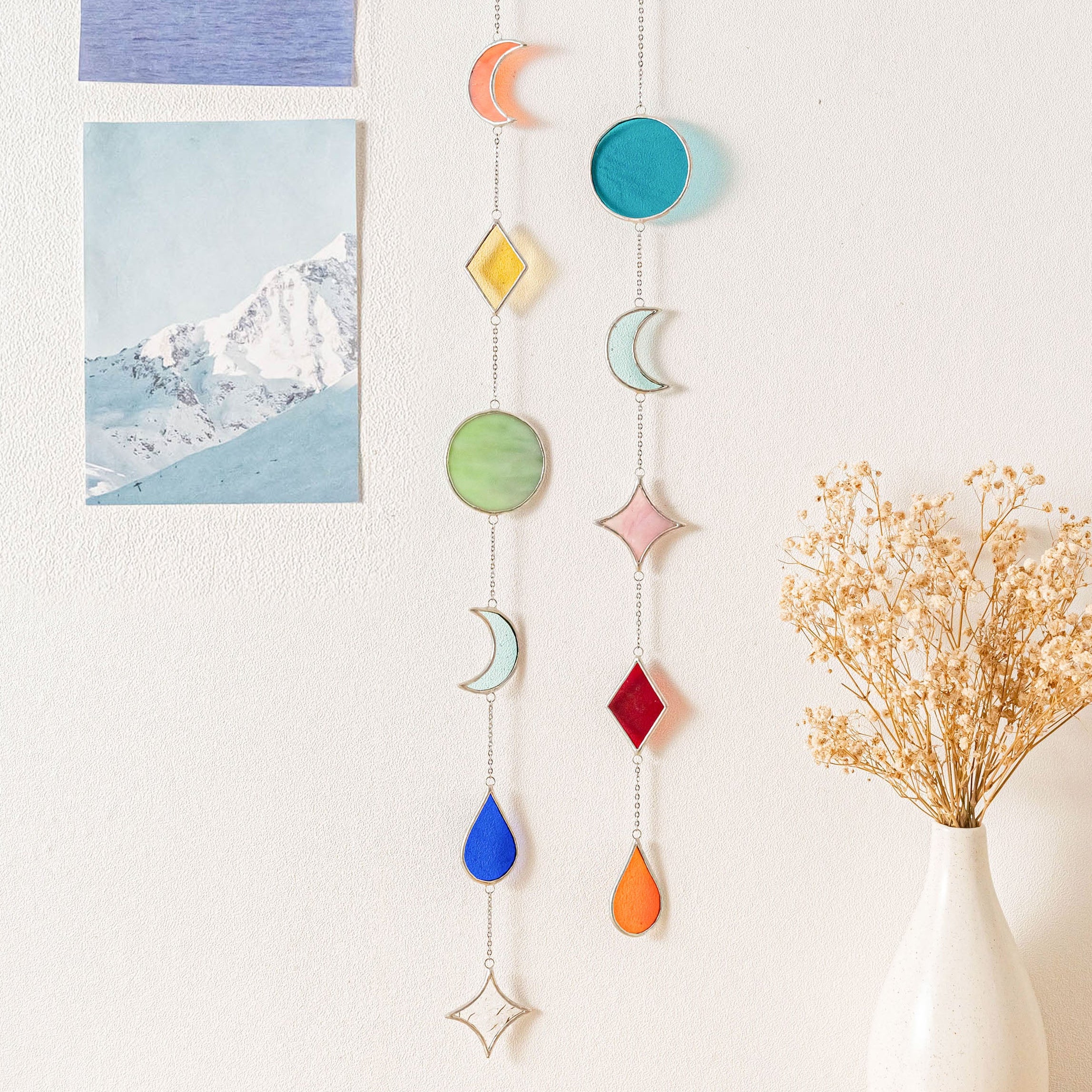 Stained Glass Garland Suncatcher, Wall art decor and glass Q21