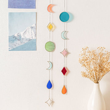 Stained Glass Garland Suncatcher, Wall art decor and glass Q21