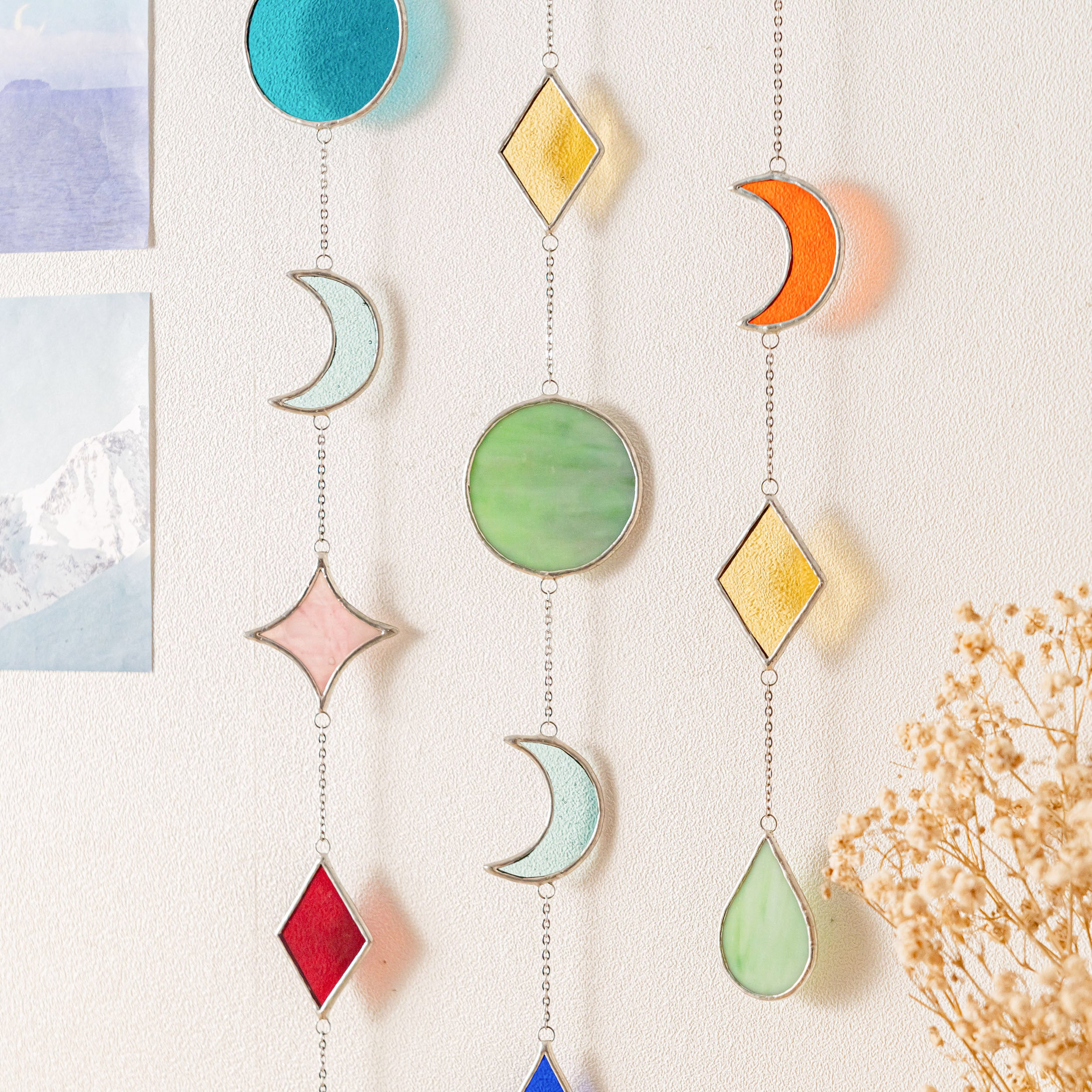 Stained Glass Garland Suncatcher for Glass wall decor, art Q21