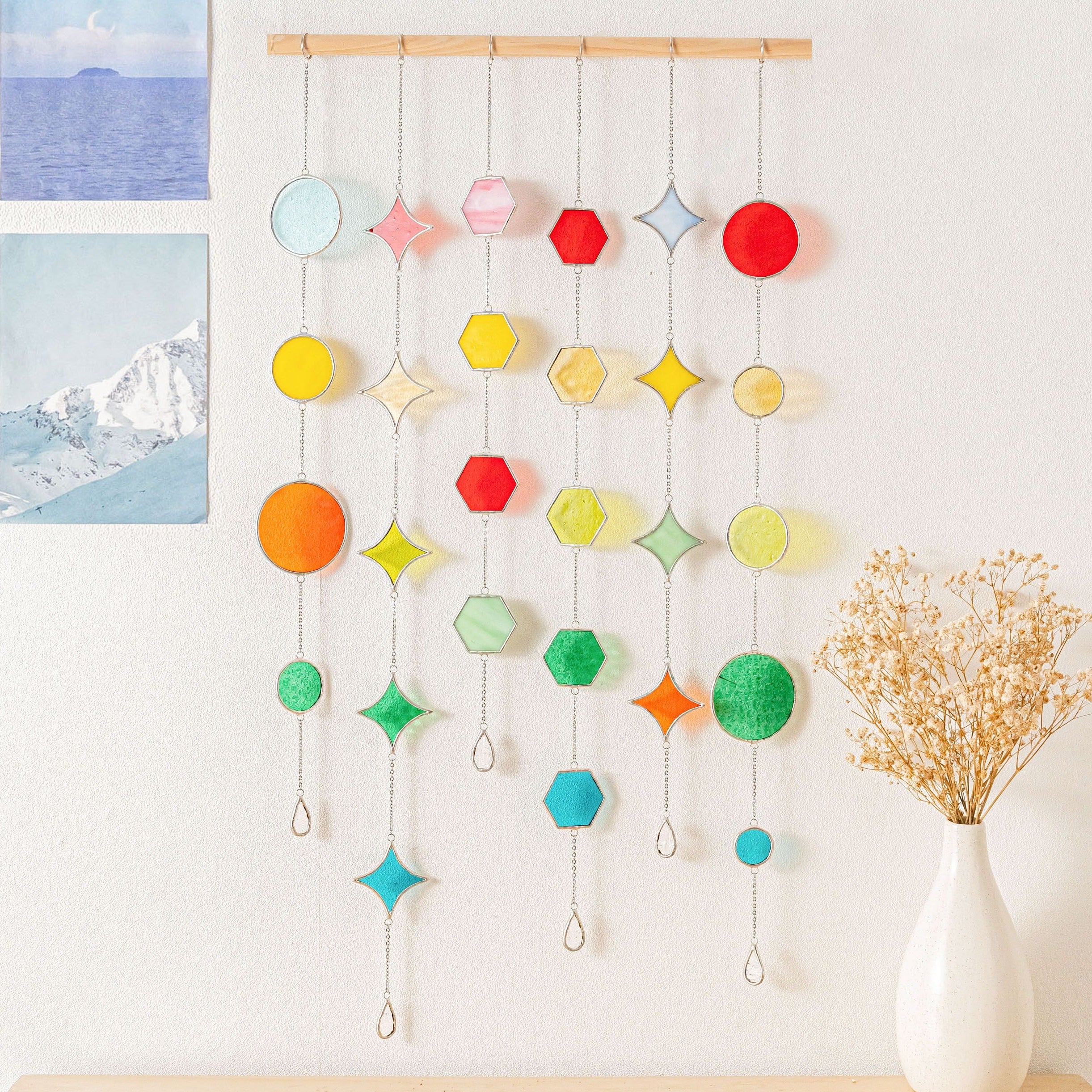 Stained Glass Garland Suncatcher for Glass wall decor, art Q22