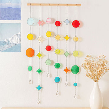 Stained Glass Garland Suncatcher for Wall art decor, glass Q22