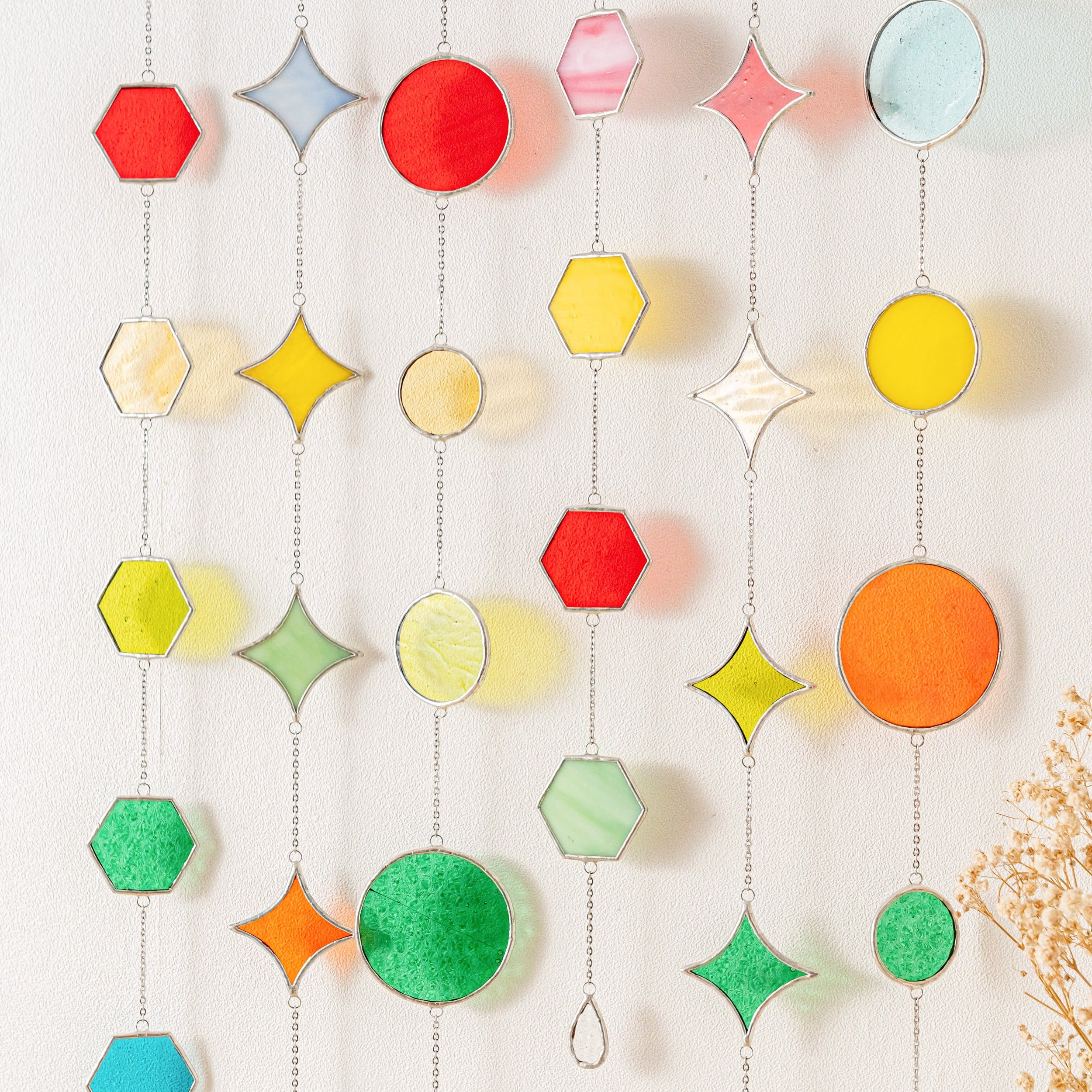 Stained Glass Garland Suncatcher for Glass wall decor, art Q22