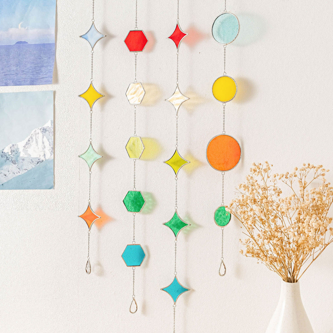 Stained Glass Garland Suncatcher for Wall art decor, glass Q22