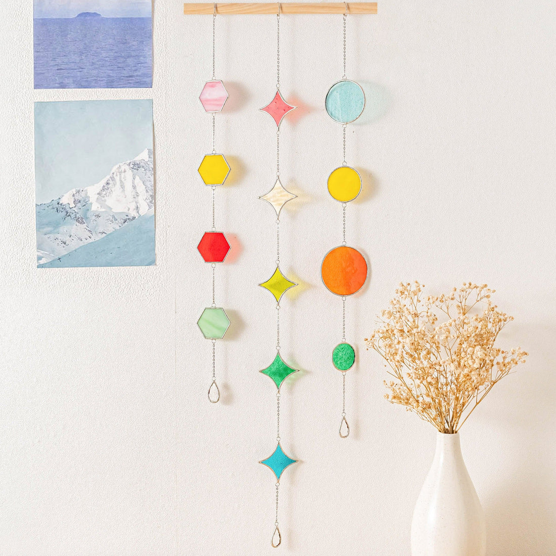 Stained Glass Garland Suncatcher, Wall art decor and glass Q22
