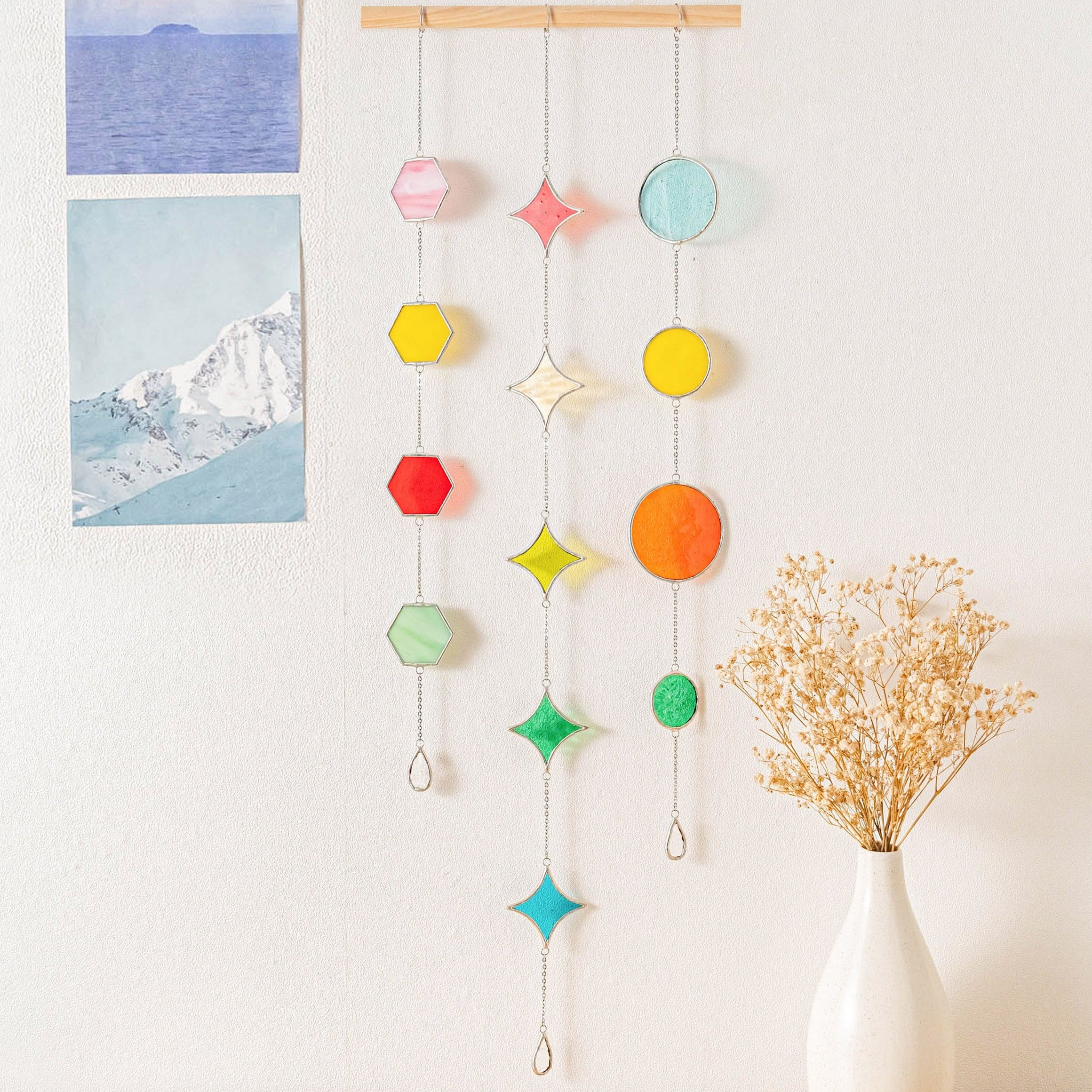 Stained Glass Garland Suncatcher for Wall art decor, glass Q22