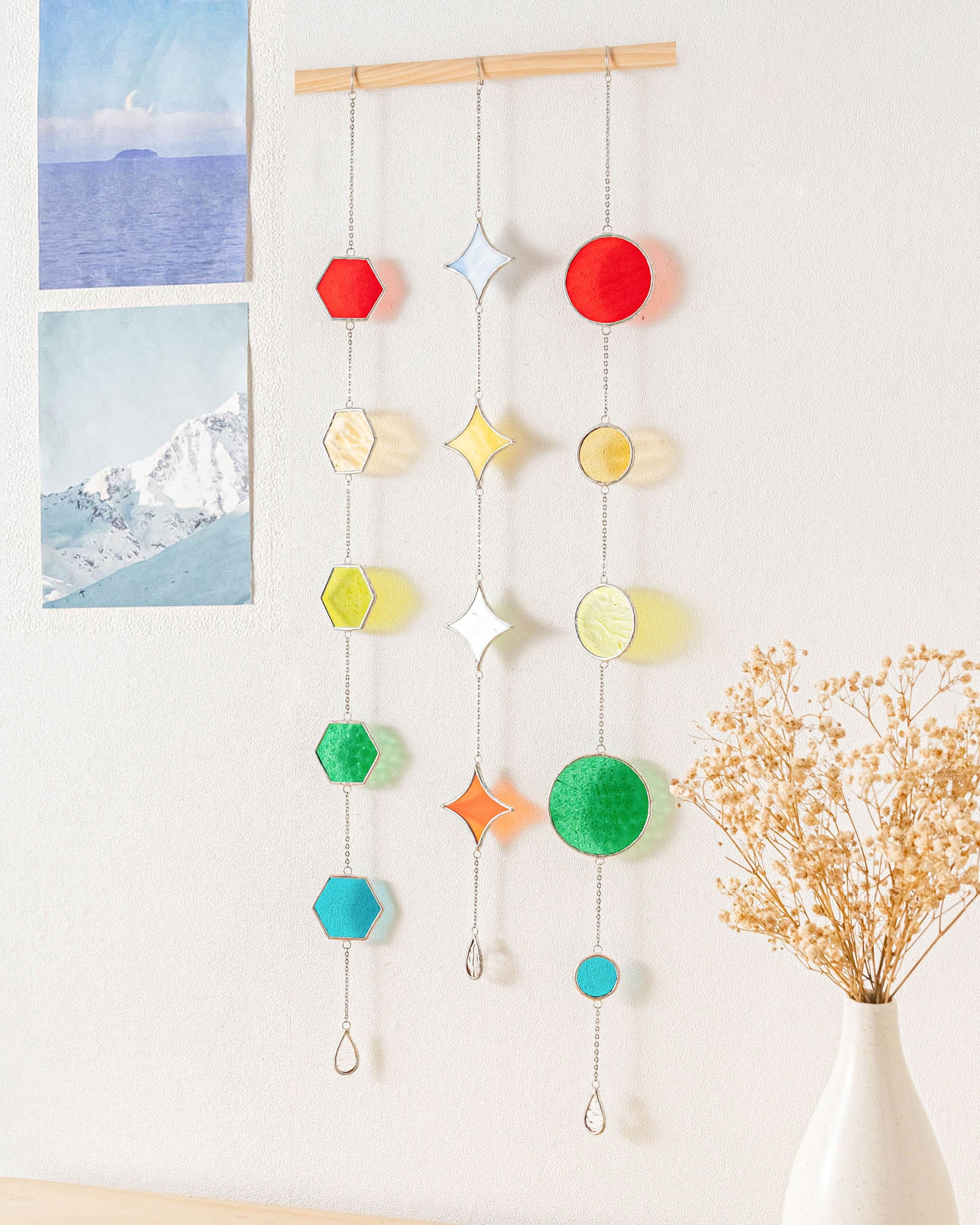 Stained Glass Garland Suncatcher for Wall art decor, glass Q22