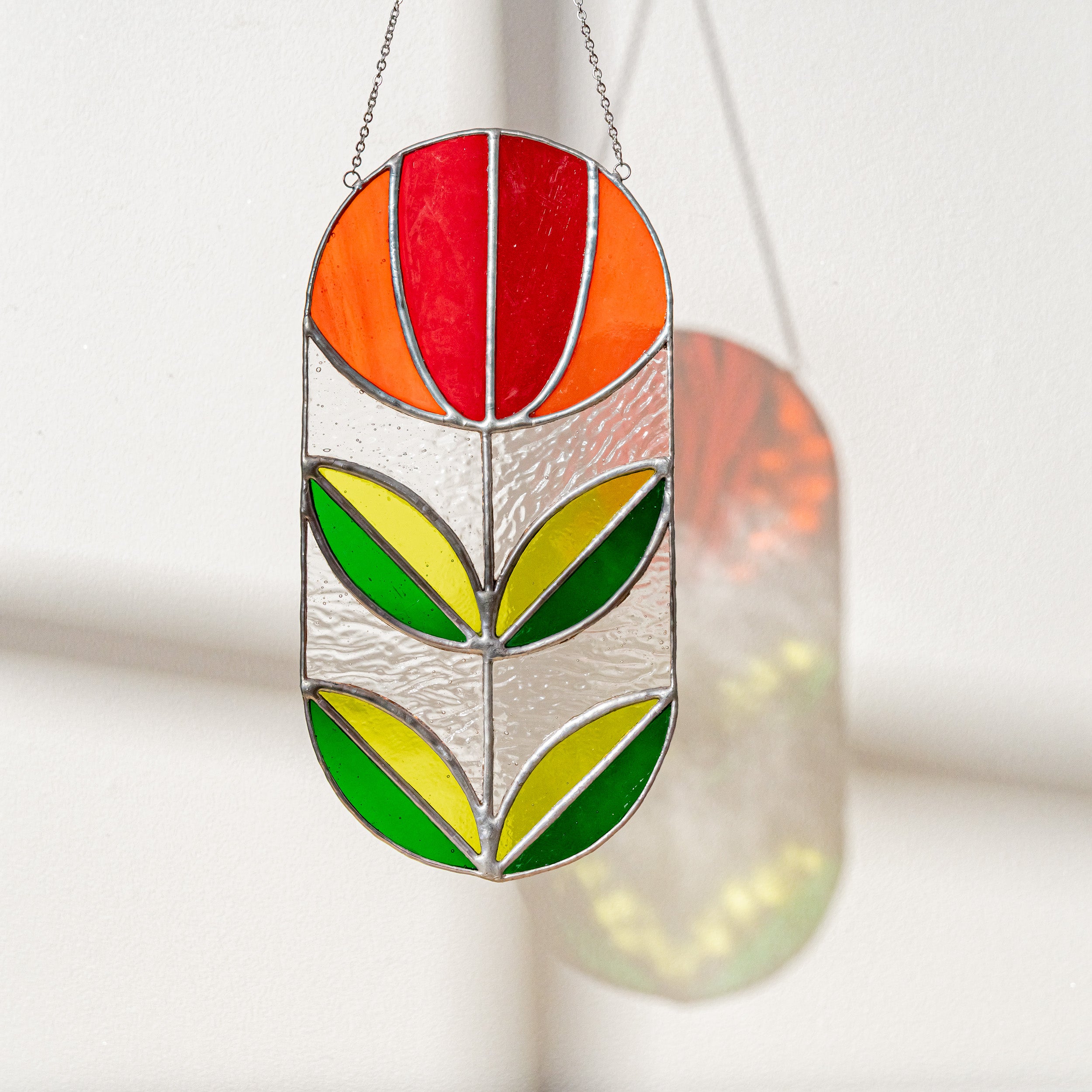 Modern Geometric Glass Suncatcher for Stylish Window Decor