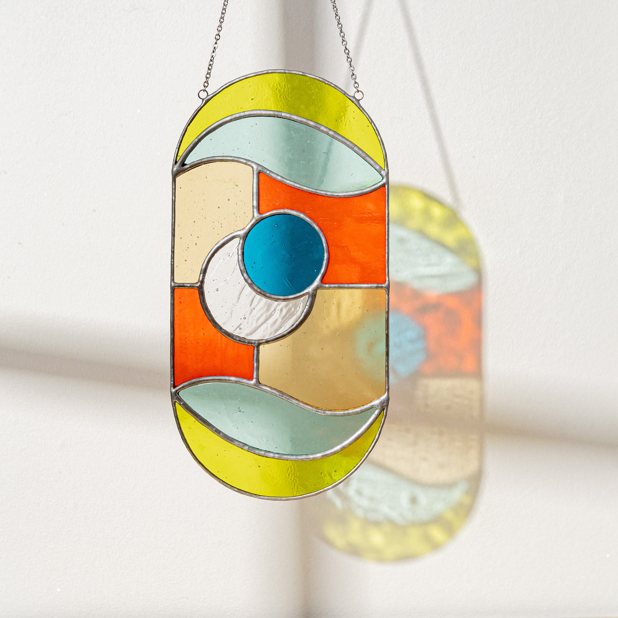 Modern Geometric Glass Suncatcher for Stylish Window Decor