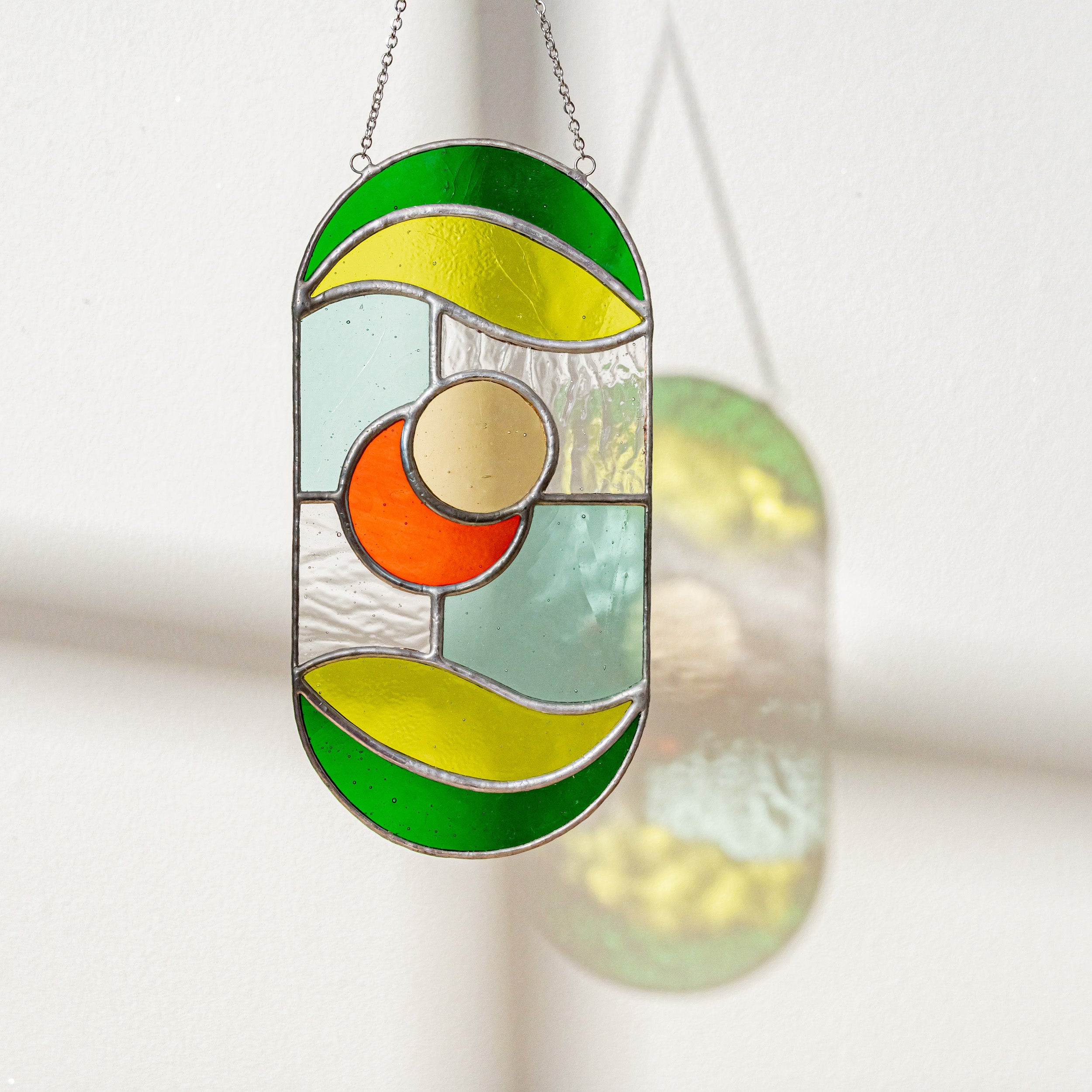 Modern Geometric Glass Suncatcher for Stylish Window Decor