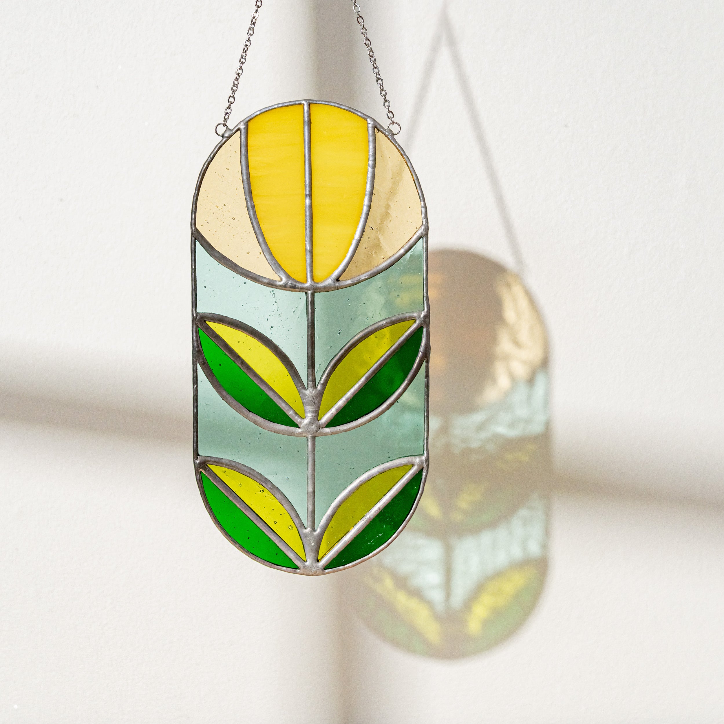 Modern Geometric Glass Suncatcher for Stylish Window Decor