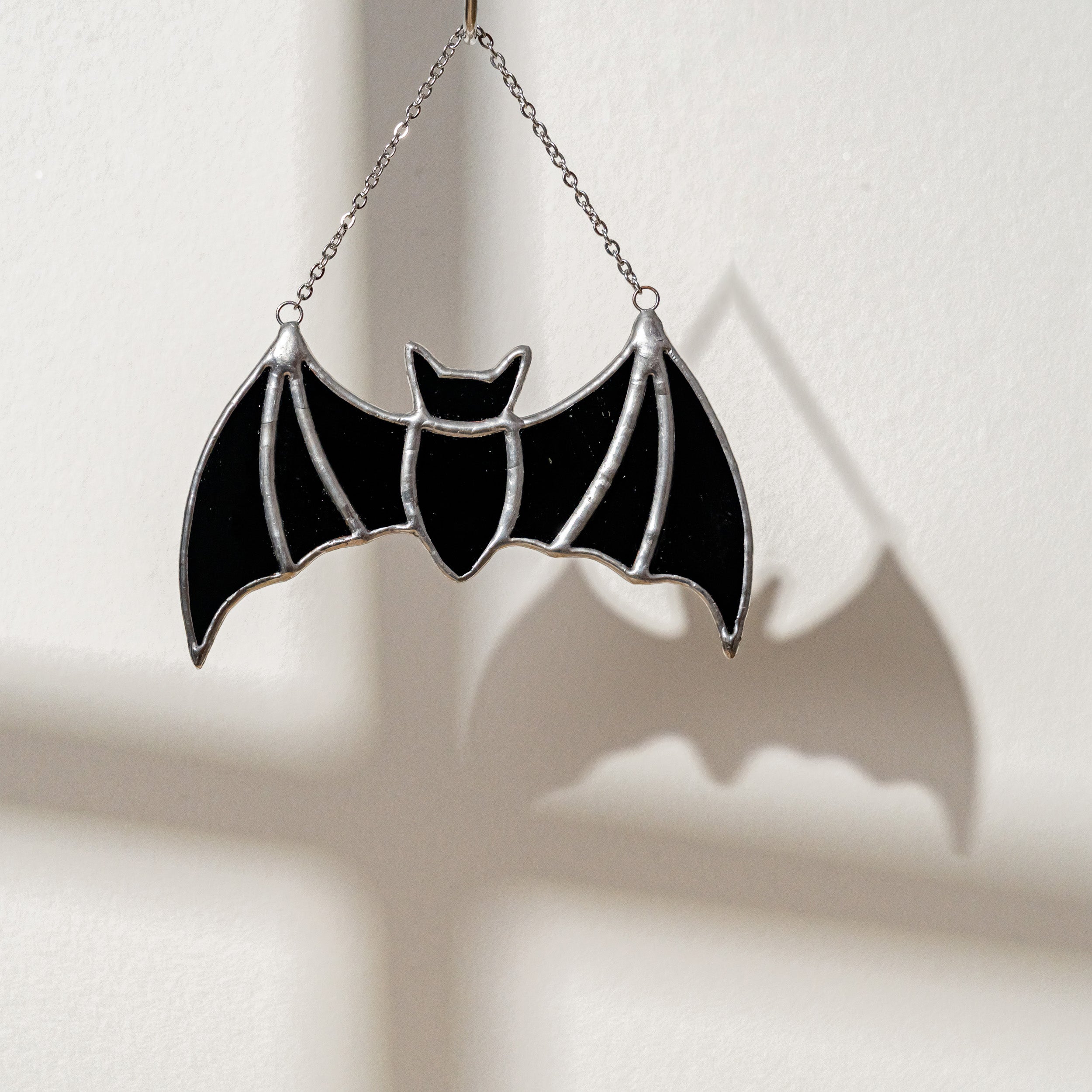 Whimsical Stained Glass Bat for Halloween Gifts and Wall Art