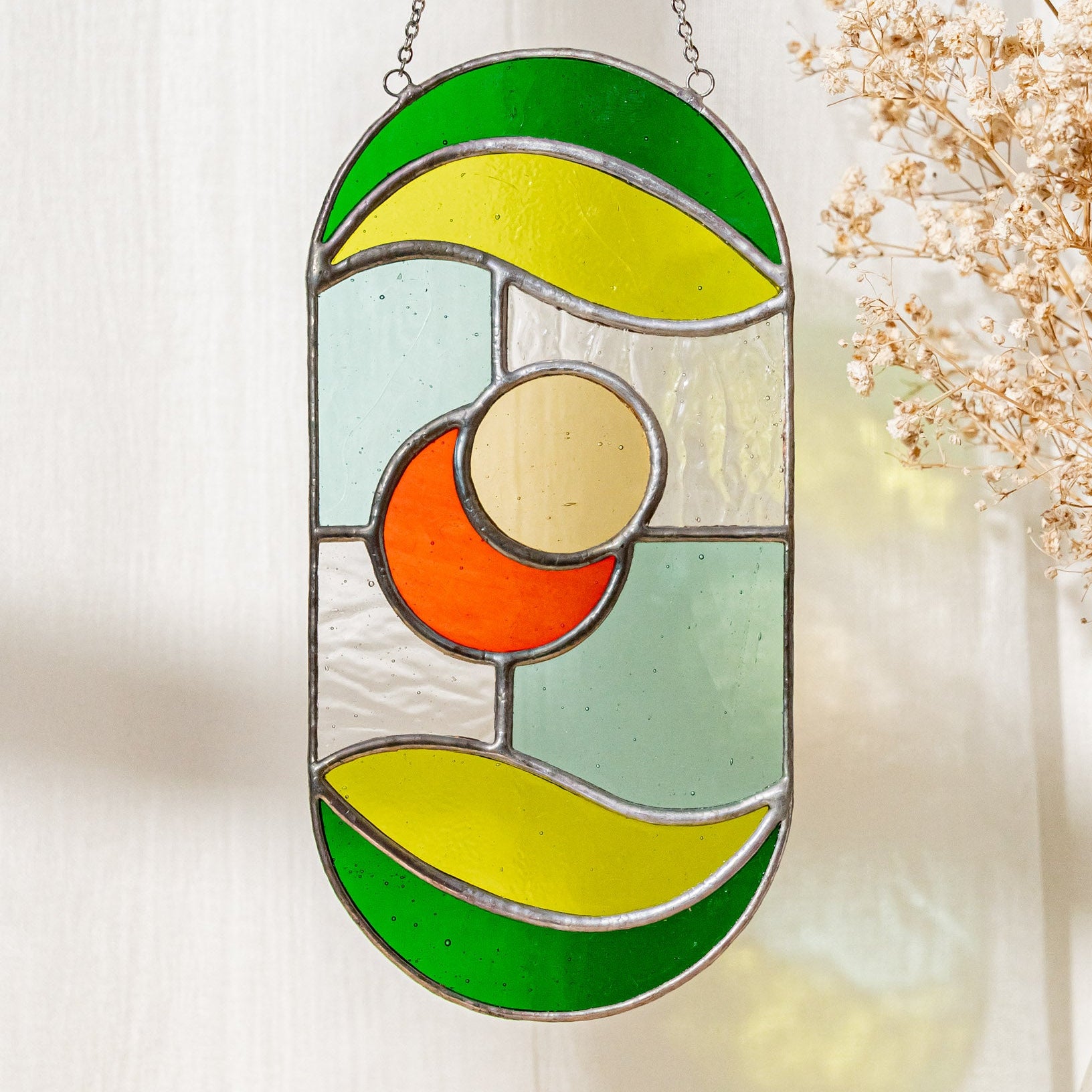 Stained Glass Abstract Suncatcher glass for Window Hangings F72