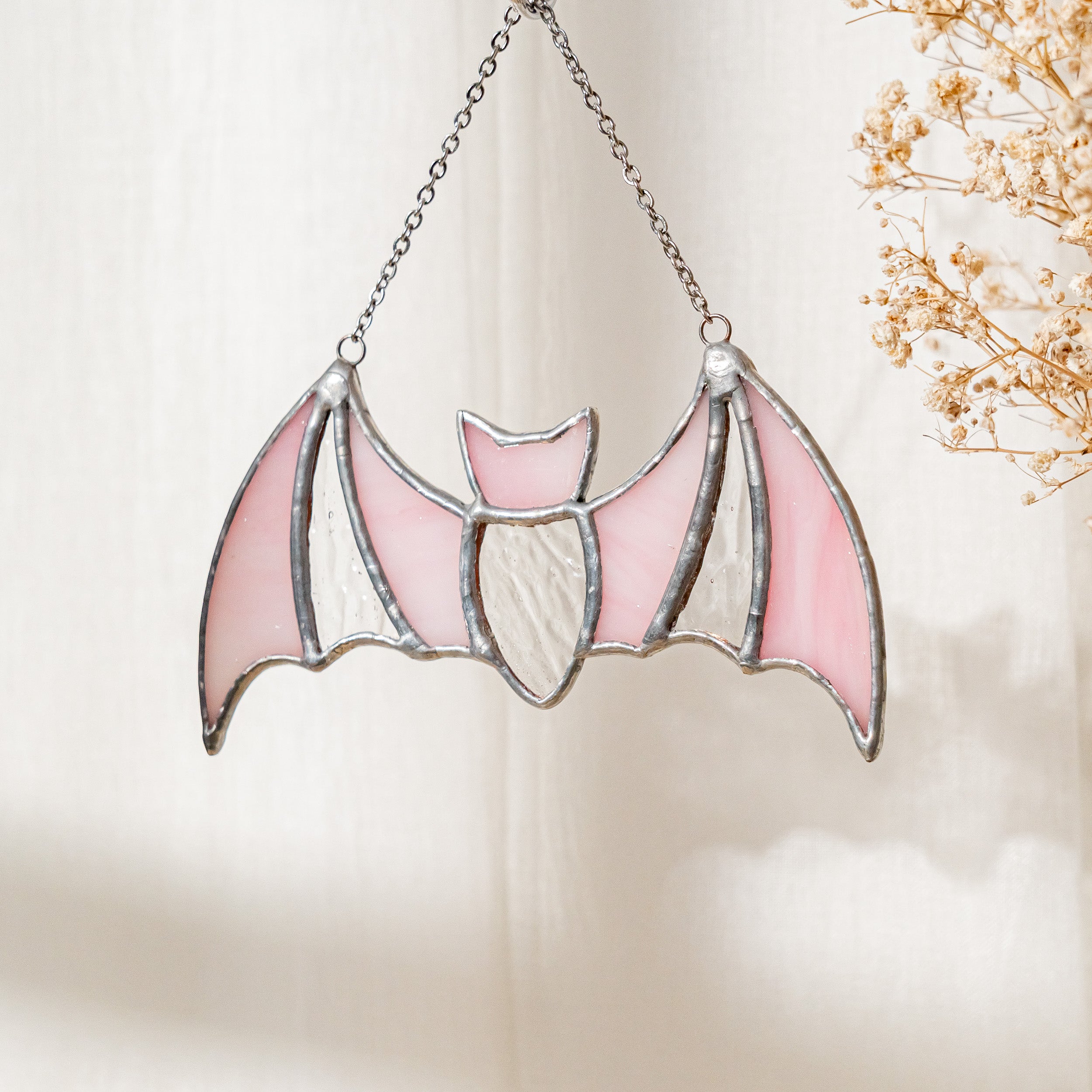 Whimsical Stained Glass Bat for Halloween Gifts and Wall Art